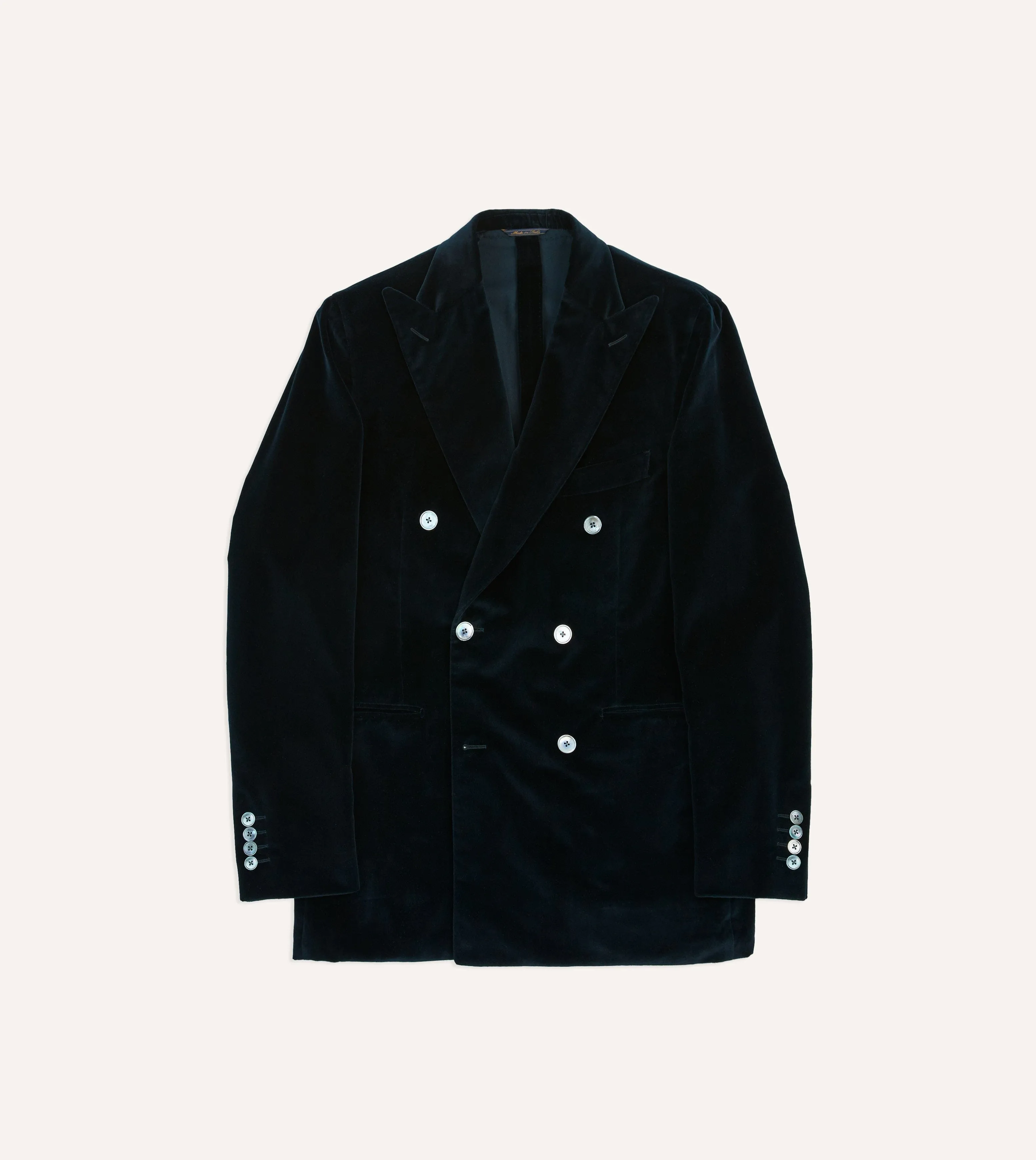 Navy Velvet Double-Breasted Tailored Jacket sold by Drake's London