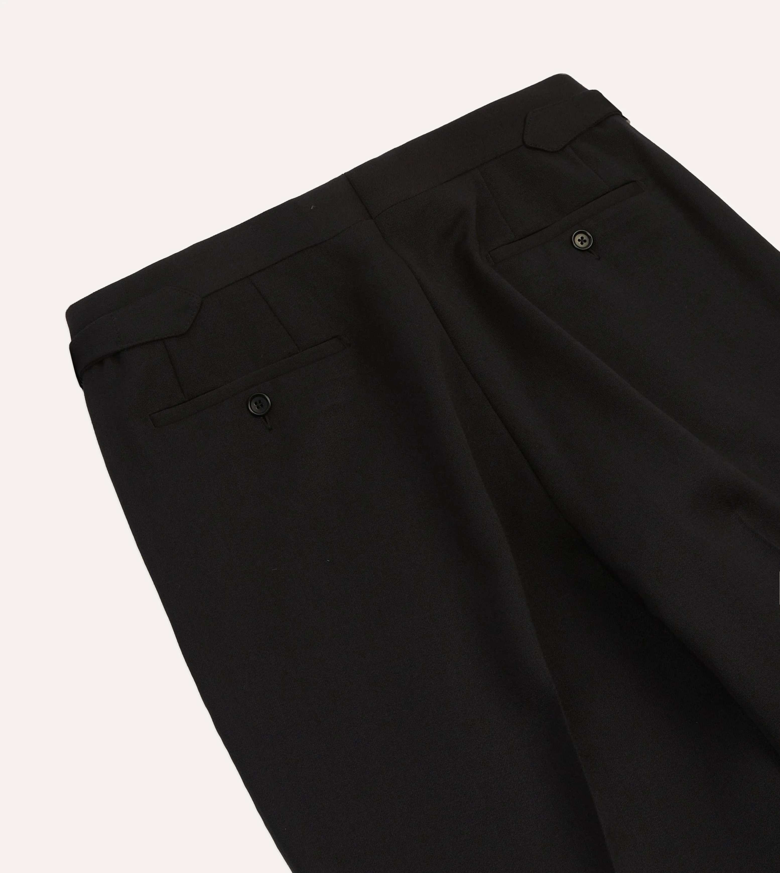 Black Barathea Wool Single Pleat Dinner Trousers sold by Drake's London product image thumbnail 5