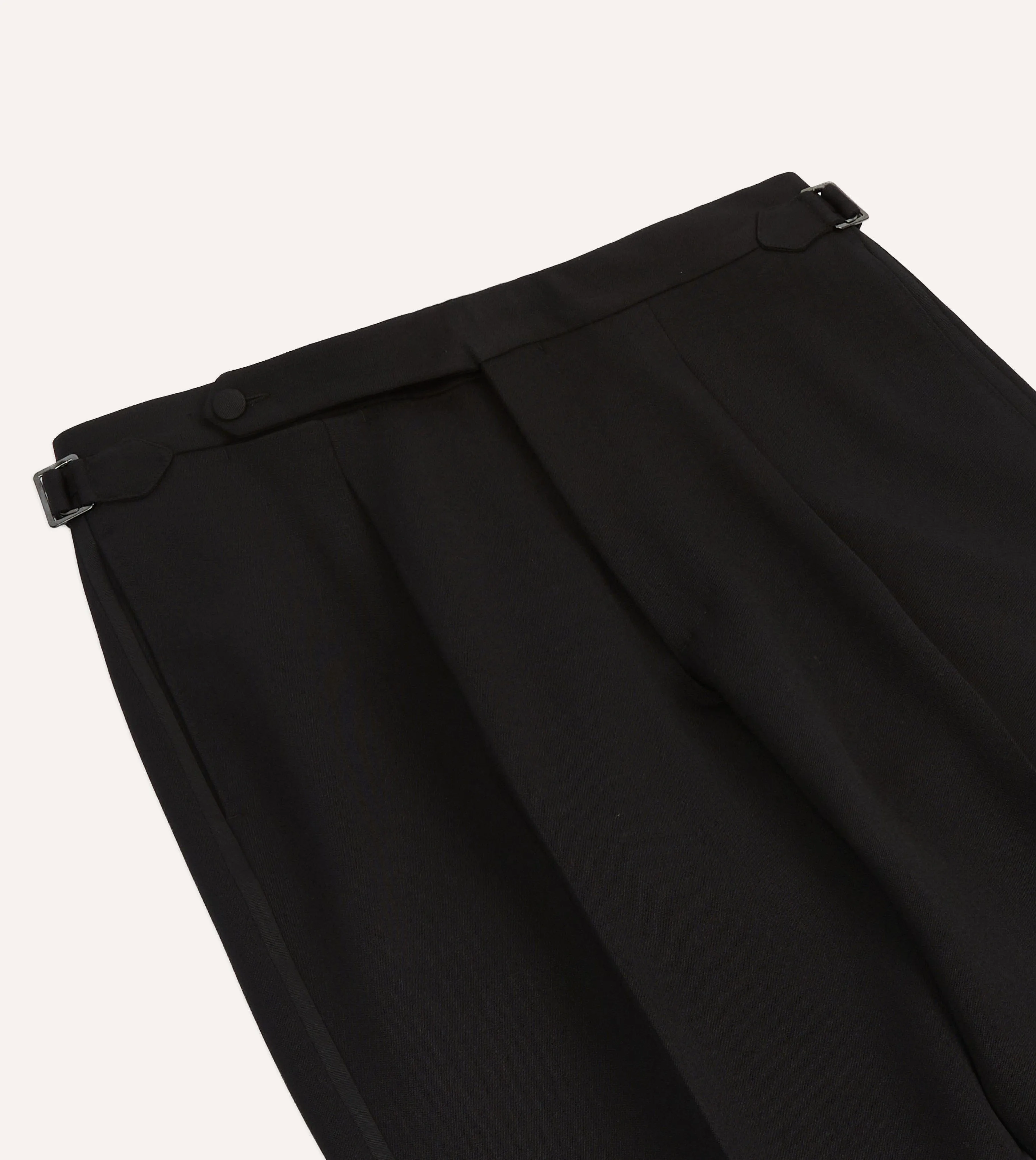 Black Barathea Wool Single Pleat Dinner Trousers sold by Drake's London product image thumbnail 4