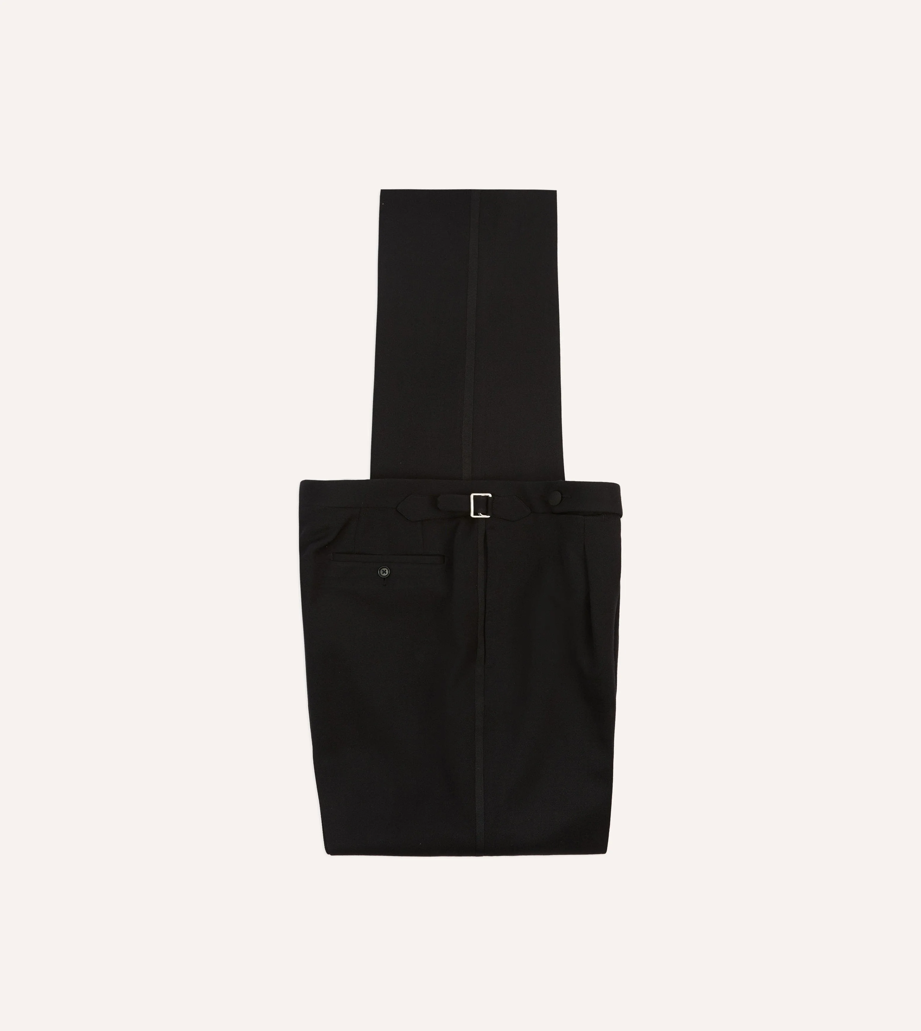 Black Barathea Wool Single Pleat Dinner Trousers sold by Drake's London