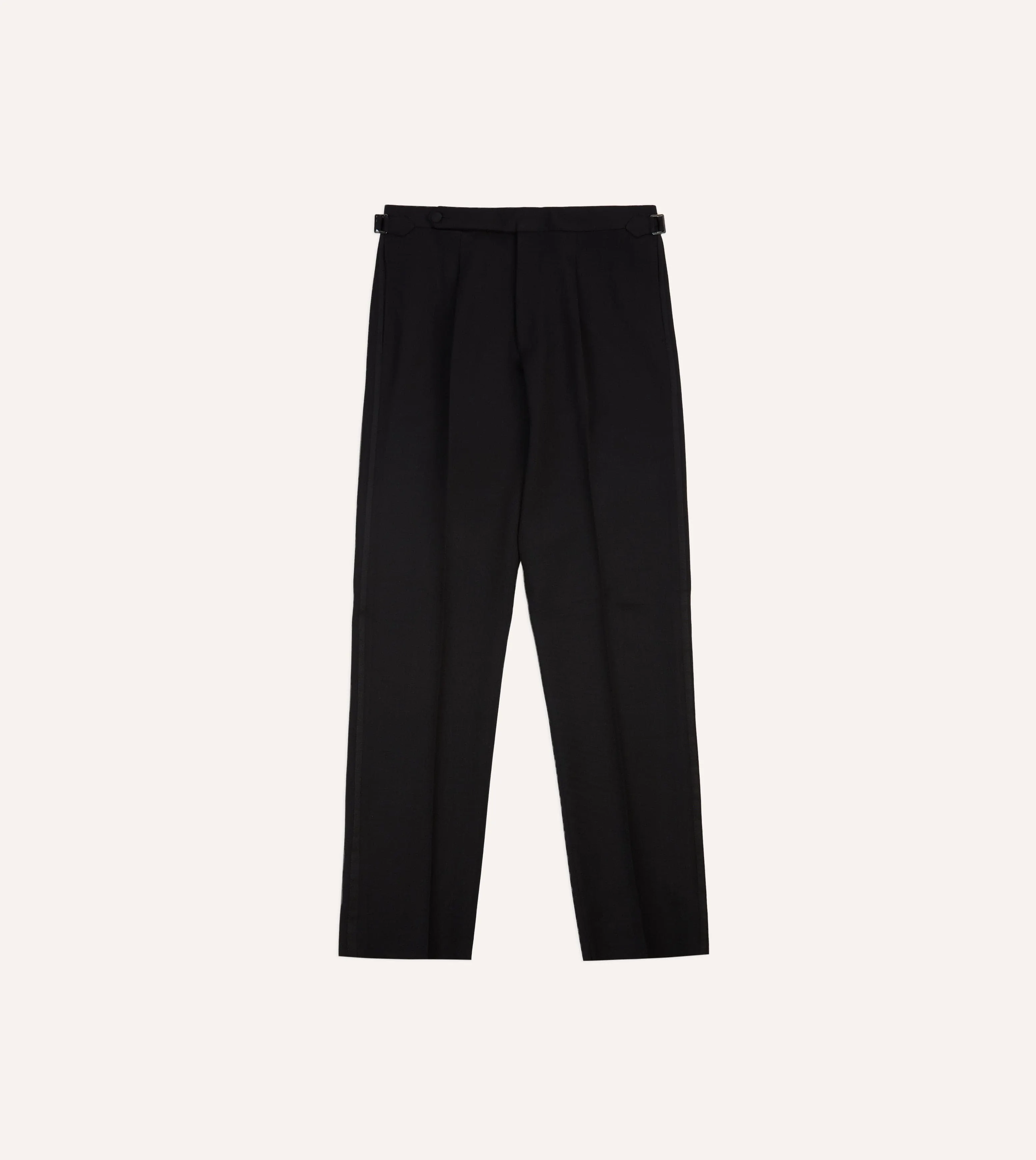Black Barathea Wool Single Pleat Dinner Trousers sold by Drake's London product image thumbnail 3