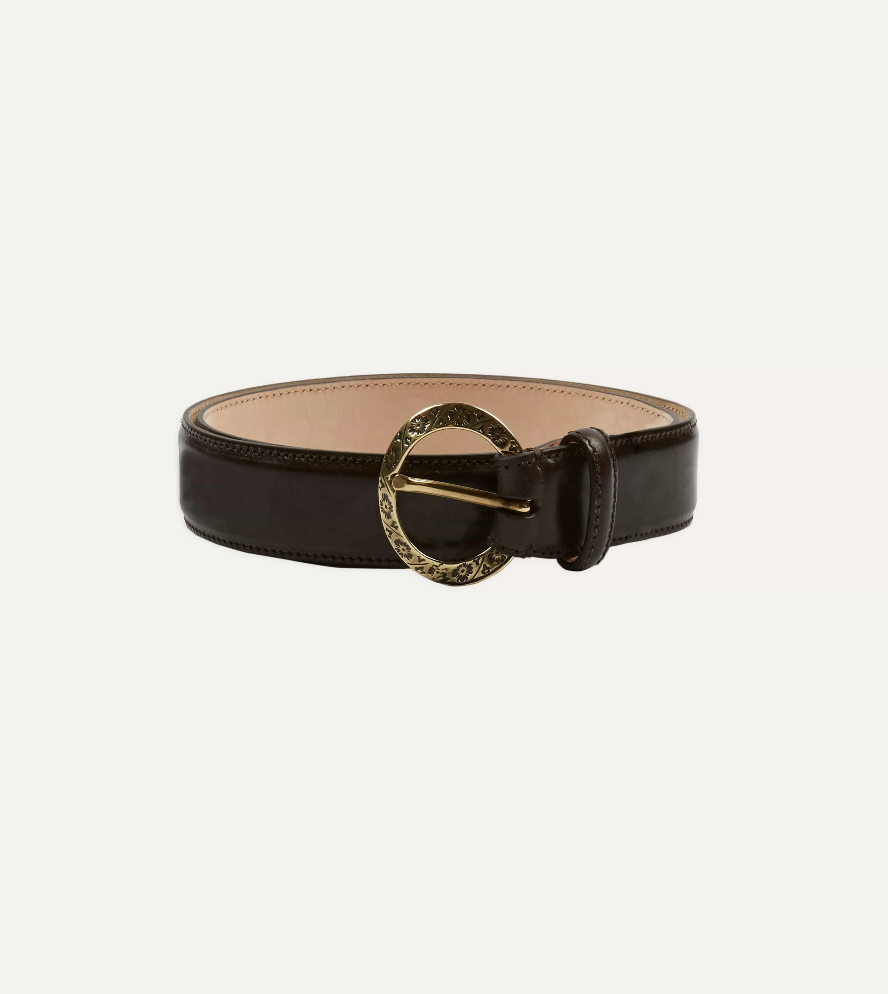 Dark Brown Bridle Calf Leather Western Belt sold by Drake's London