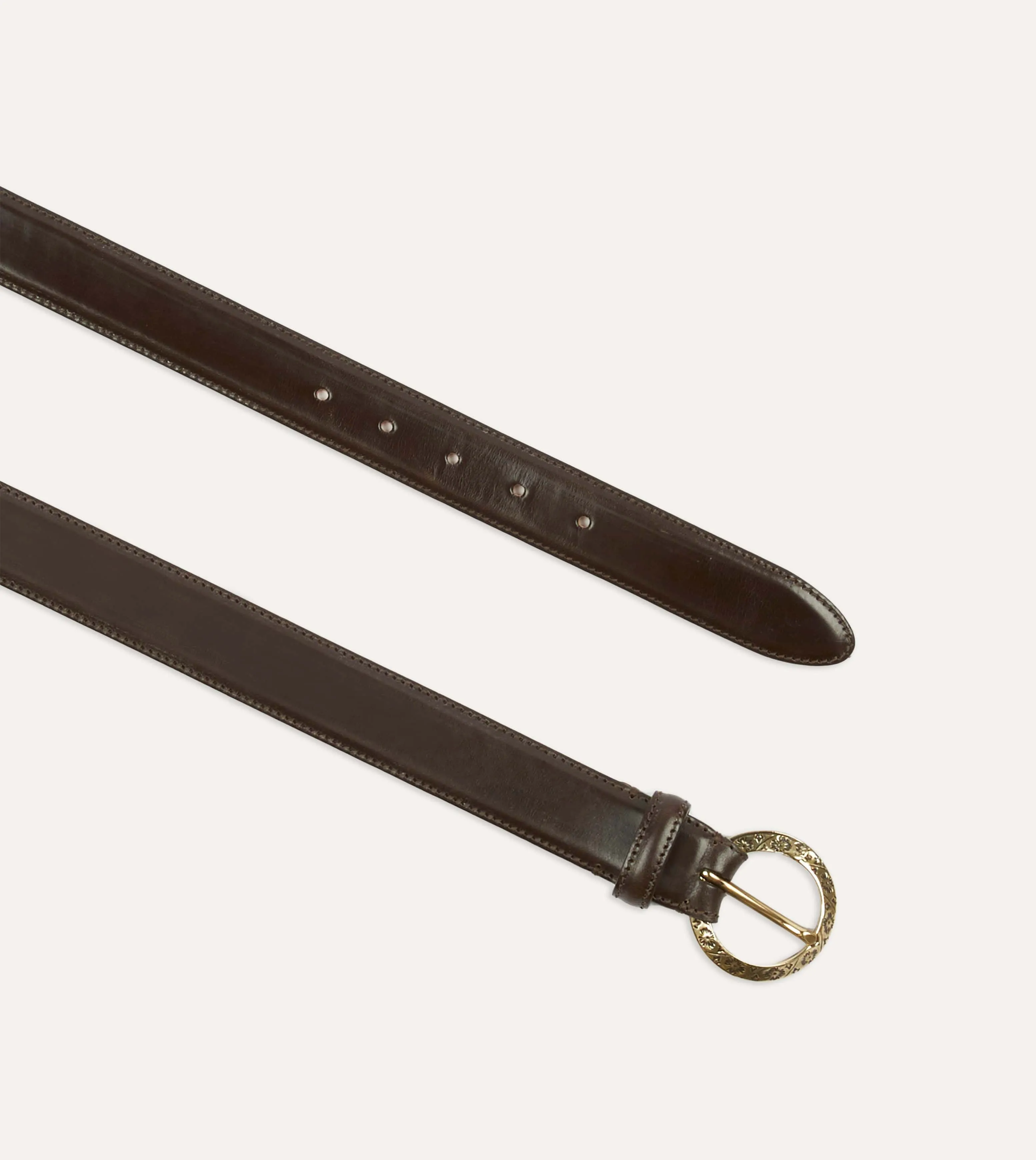 Dark Brown Bridle Calf Leather Western Belt sold by Drake's London product image thumbnail 2
