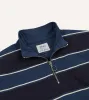 Drake's by A. Levine Navy Stripe Cotton Quarter Zip Rugby Shirt sold by Drake's London