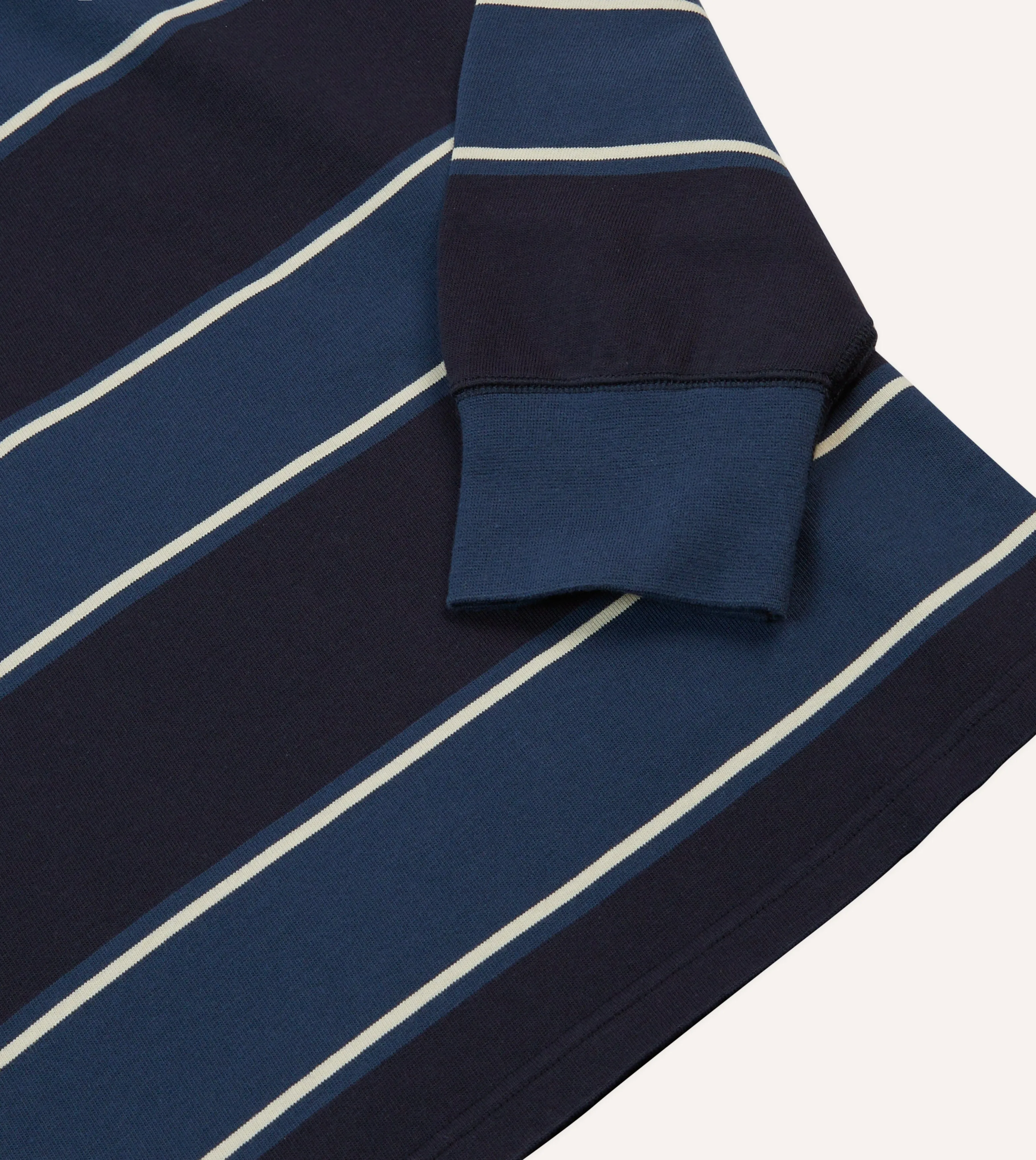 Drake's by A. Levine Navy Stripe Cotton Quarter Zip Rugby Shirt sold by Drake's London product image thumbnail 4