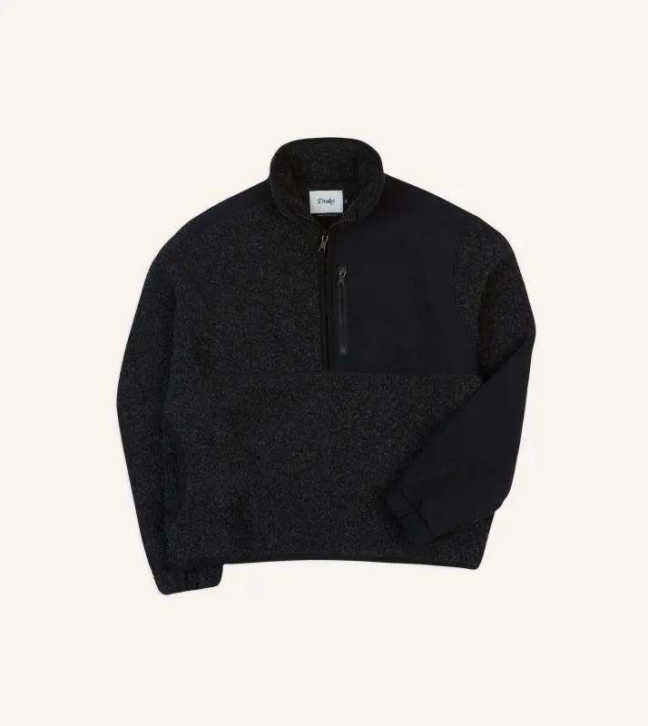 Drake's by A. Levine Grey Boucle Wool Half-Zip Fleece Jacket sold by Drake's London