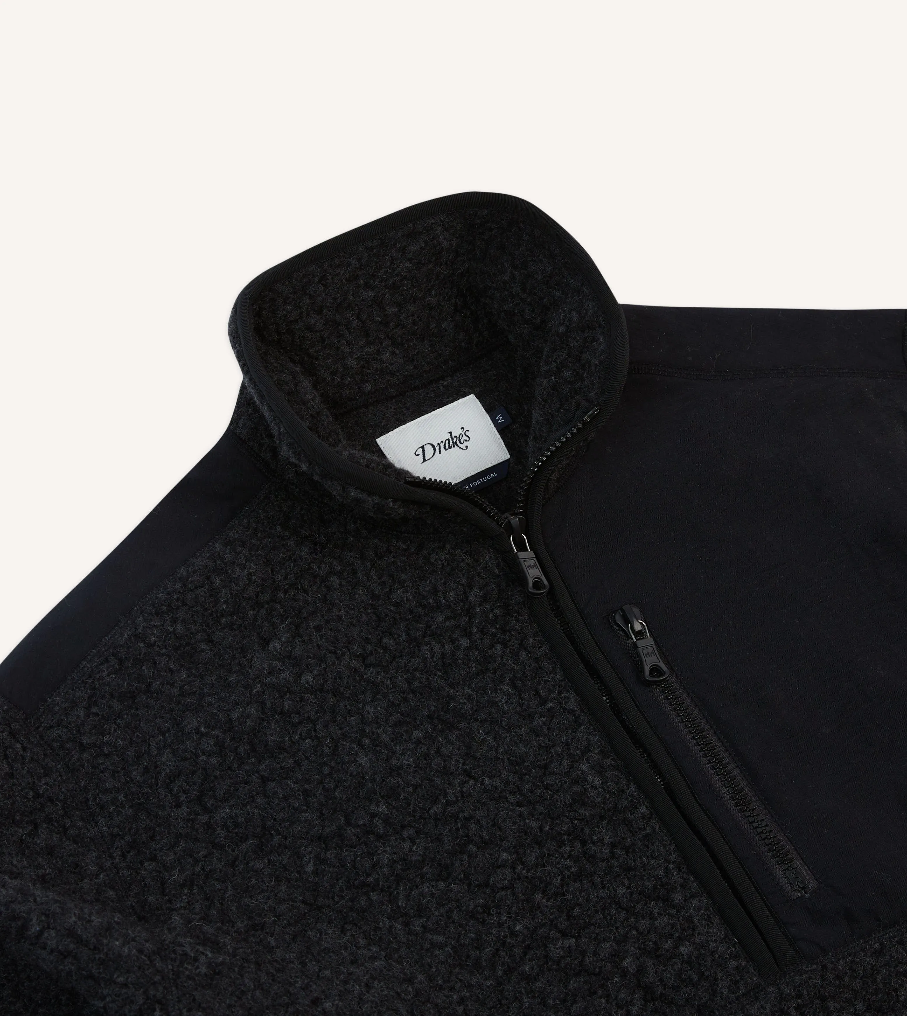 Drake's by A. Levine Grey Boucle Wool Half-Zip Fleece Jacket sold by Drake's London product image thumbnail 3