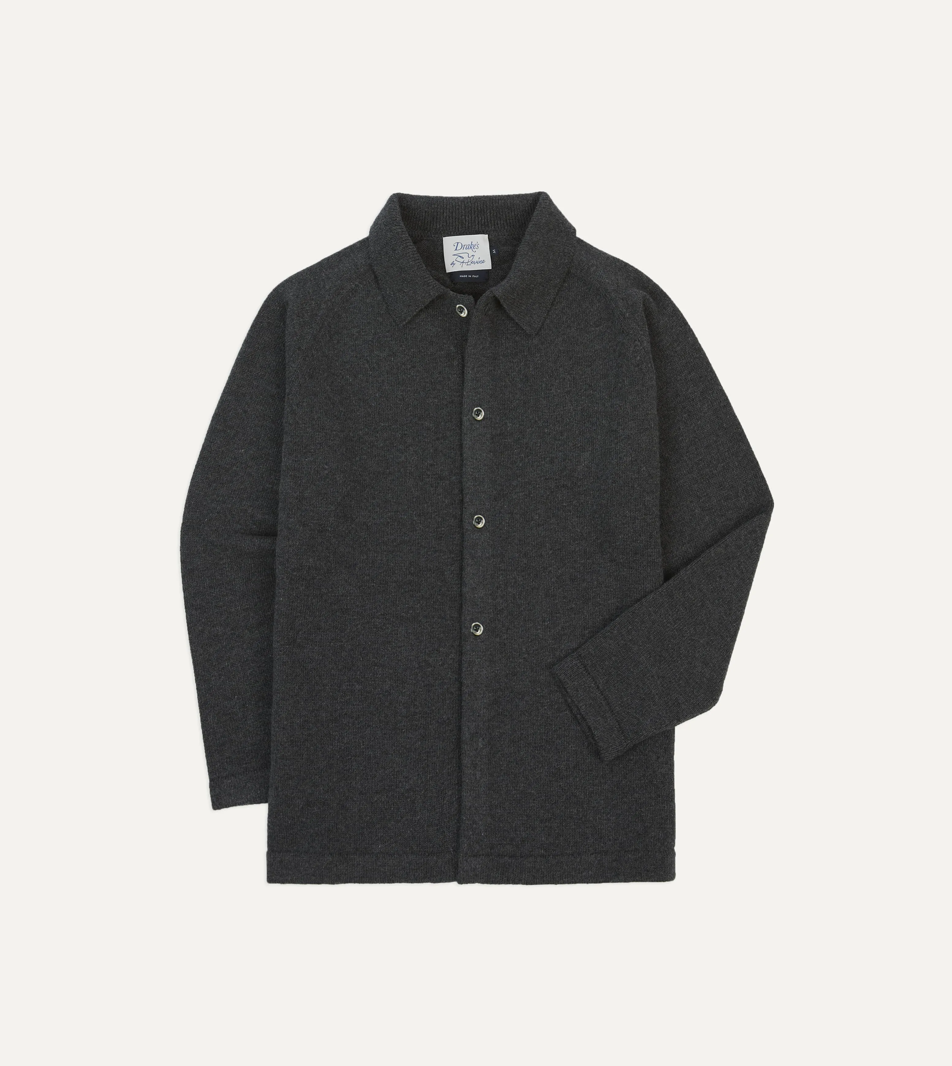 Drake's by A. Levine Grey Alpaca Lambswool Button-Through Knit sold by Drake's London