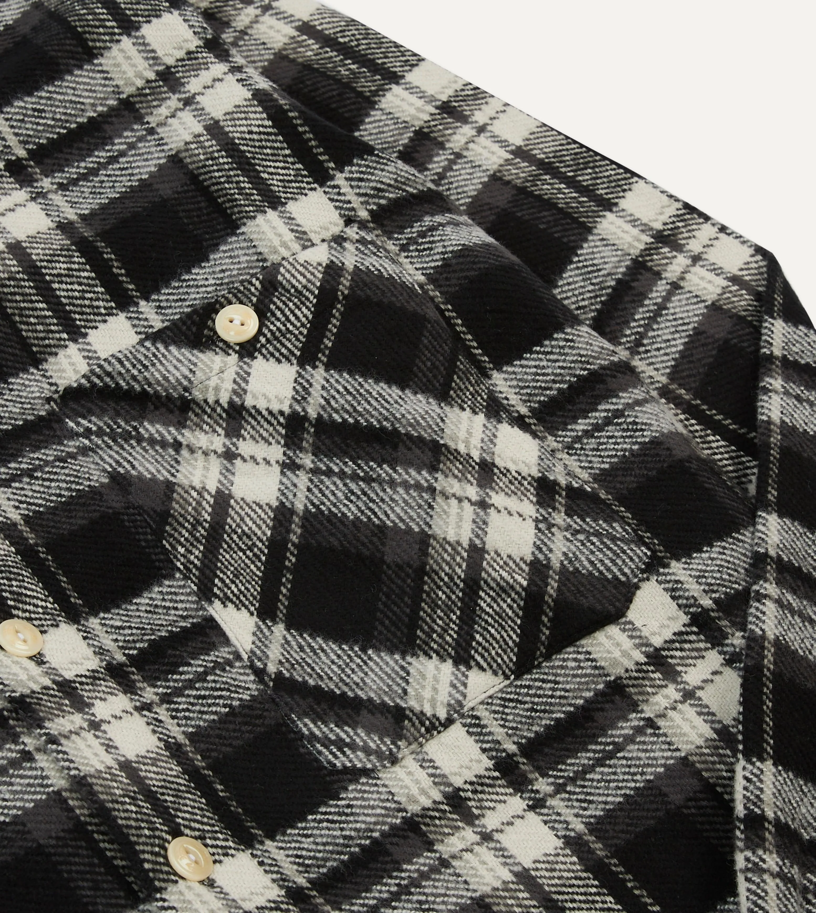 Drake's by A. Levine Black Check Cotton Two-Pocket Work Shirt sold by Drake's London product image thumbnail 4