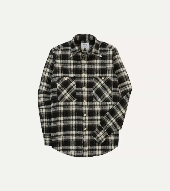 Drake's by A. Levine Black Check Cotton Two-Pocket Work Shirt sold by Drake's London