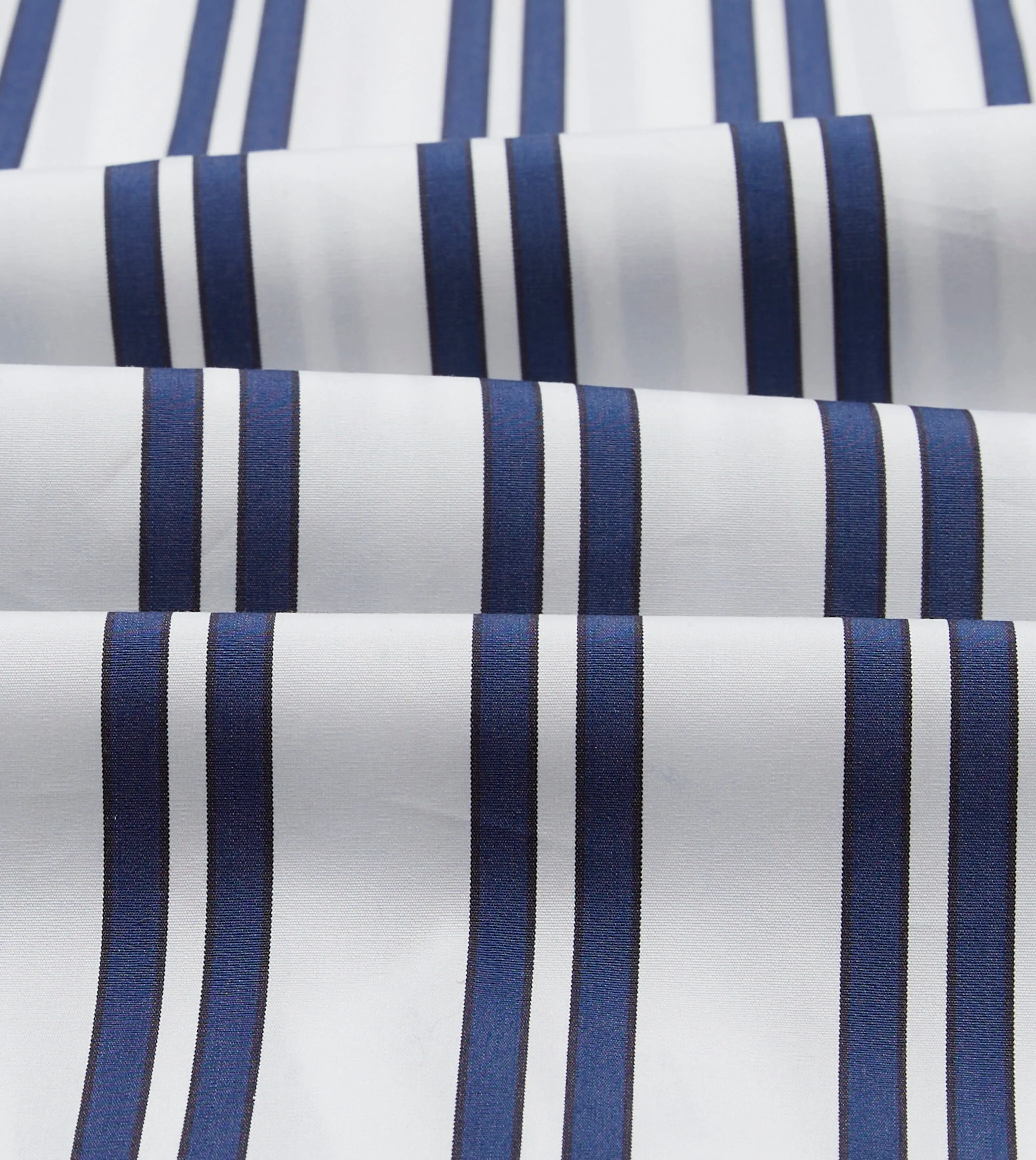 Drake's by A. Levine Navy and White Stripe Cotton Poplin Long Point Collar Shirt sold by Drake's London product image thumbnail 2