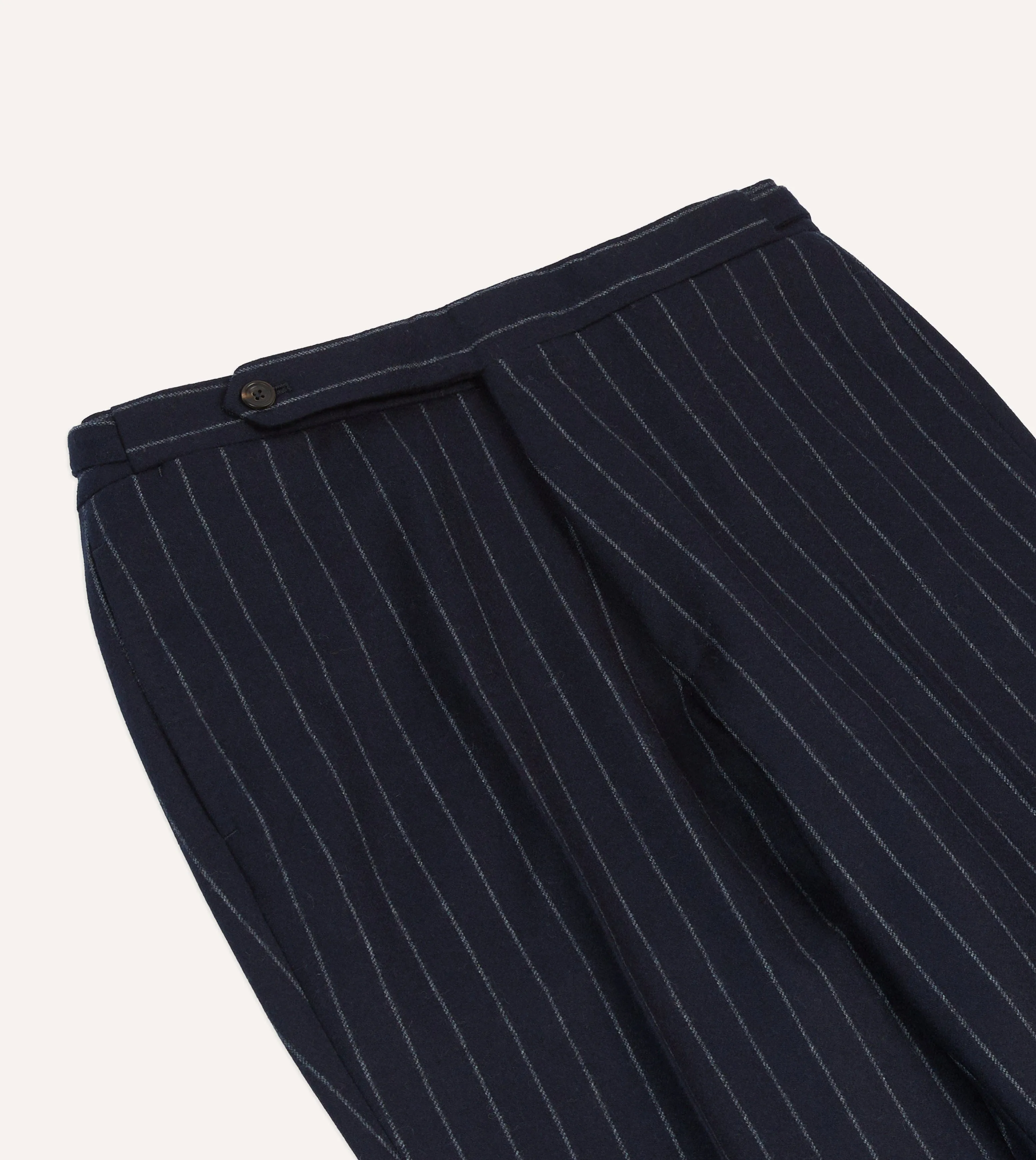 Navy Chalkstripe Wool Flannel Flat Front Trouser sold by Drake's London product image thumbnail 4