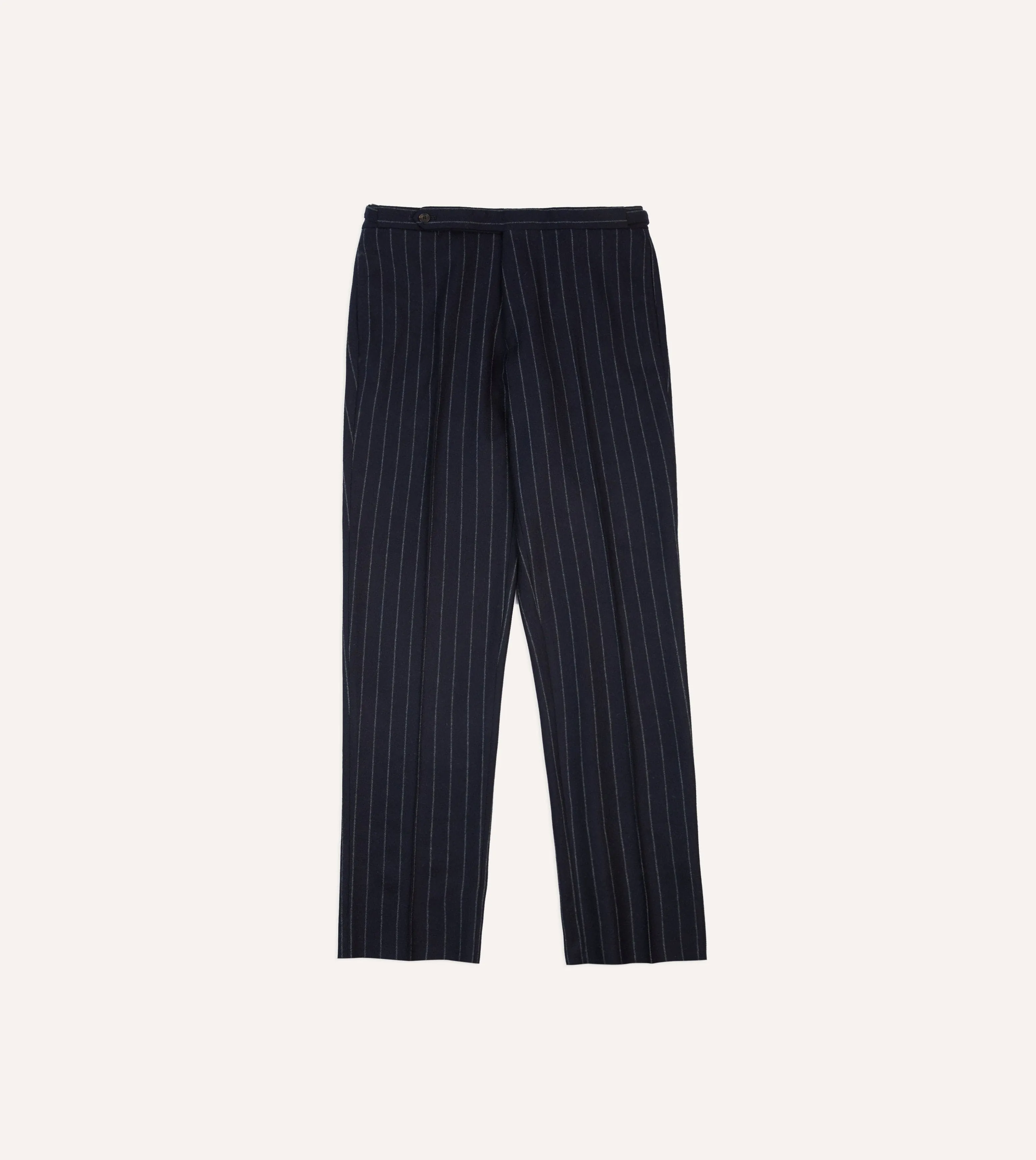Navy Chalkstripe Wool Flannel Flat Front Trouser sold by Drake's London product image thumbnail 3