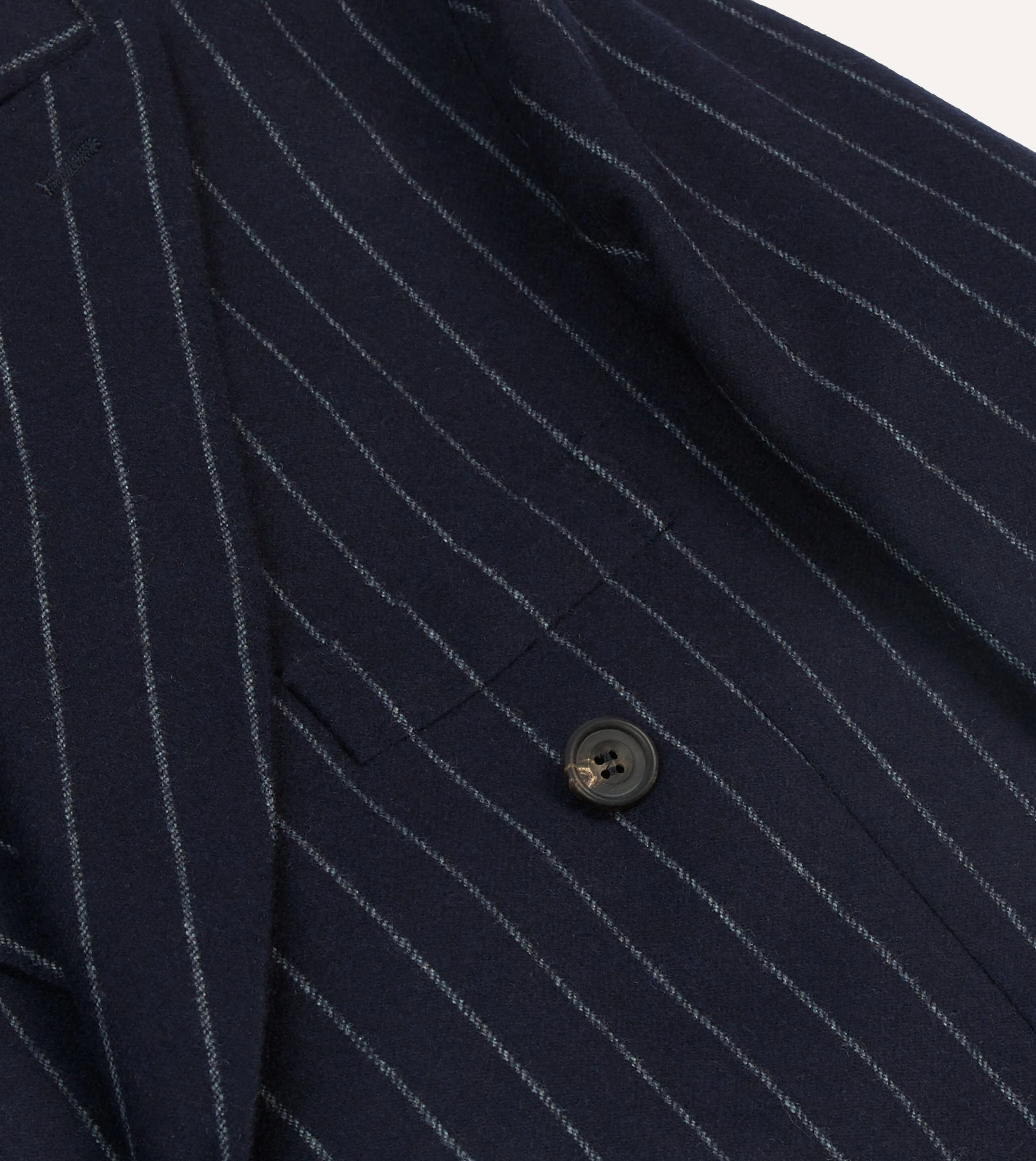 Navy Chalkstripe Wool Double-Breasted Tailored Jacket sold by Drake's London product image thumbnail 4