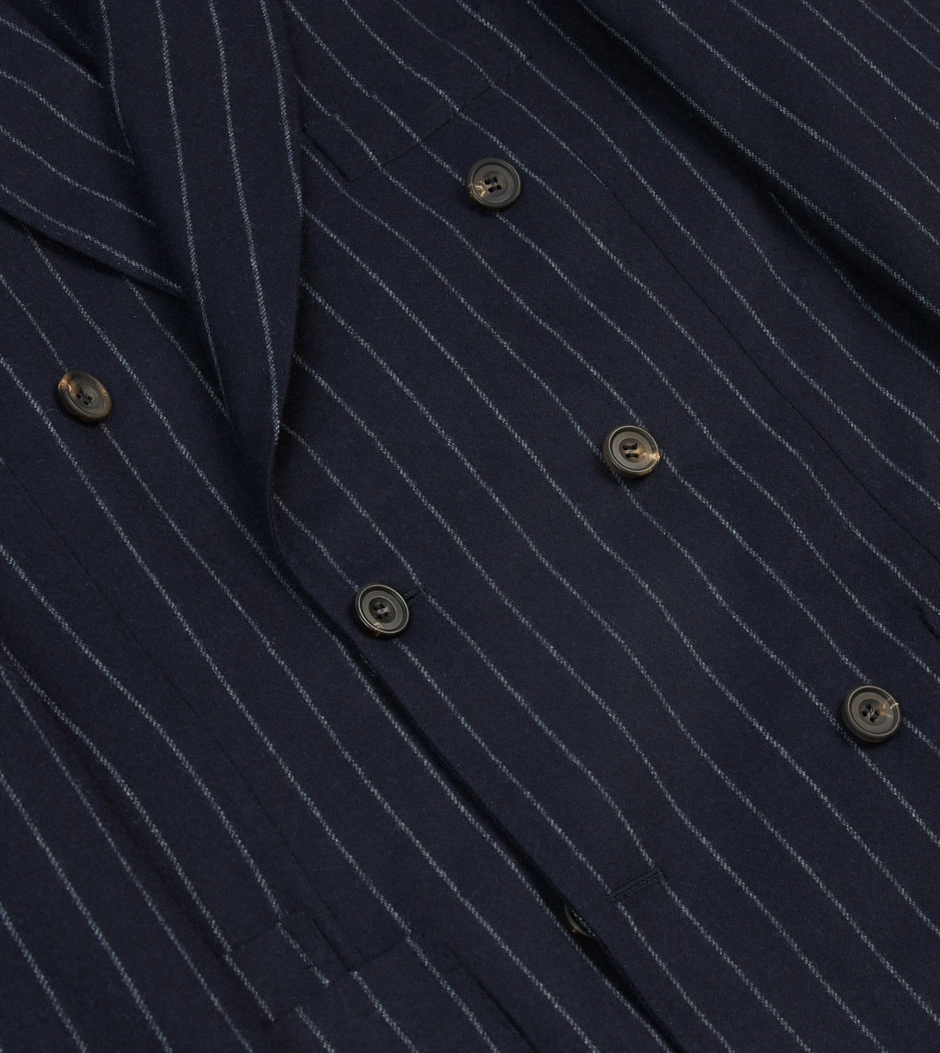 Navy Chalkstripe Wool Double-Breasted Tailored Jacket sold by Drake's London product image thumbnail 5