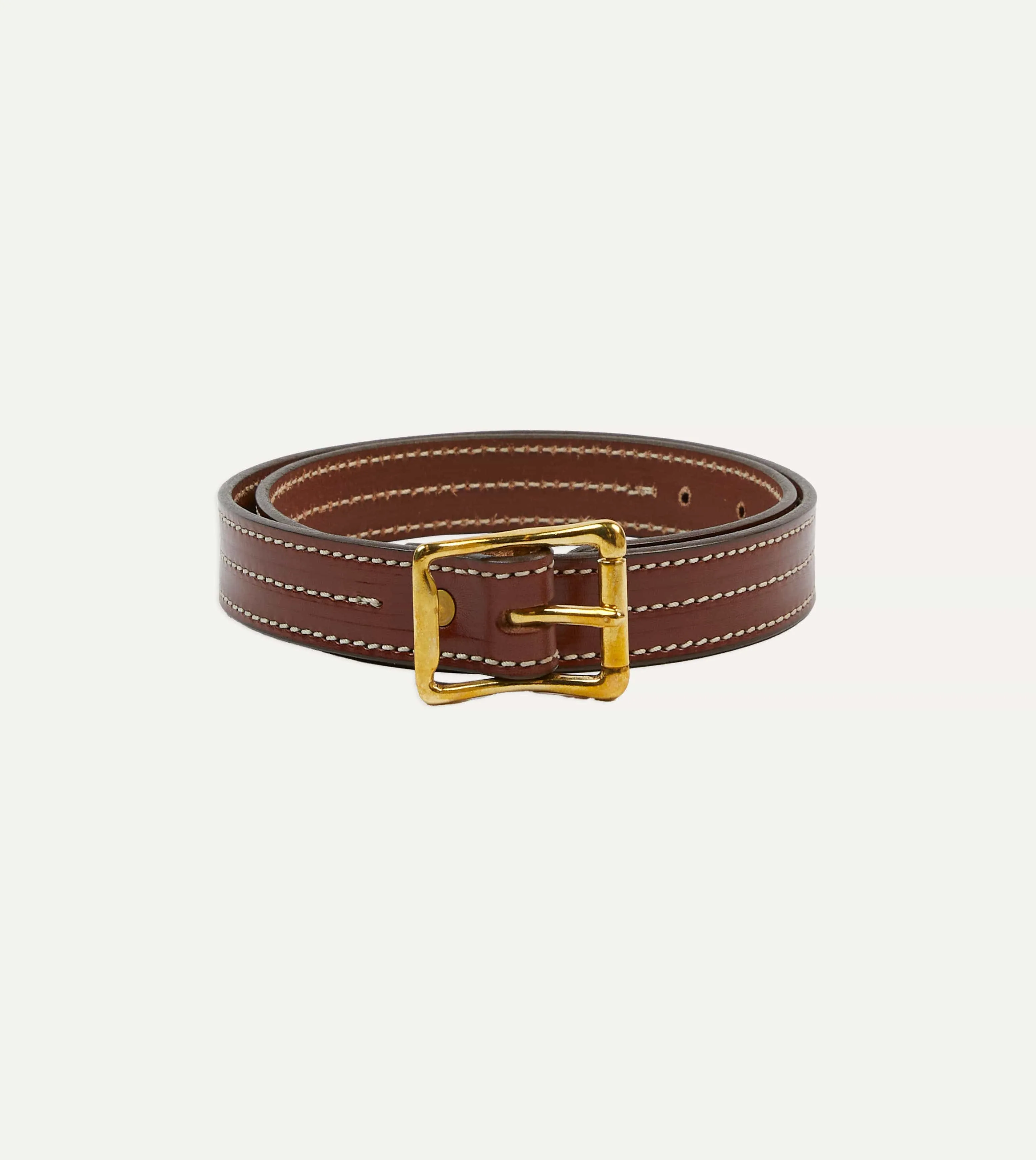 Yuketen Brown Triple Stitched Leather Belt sold by Drake's London