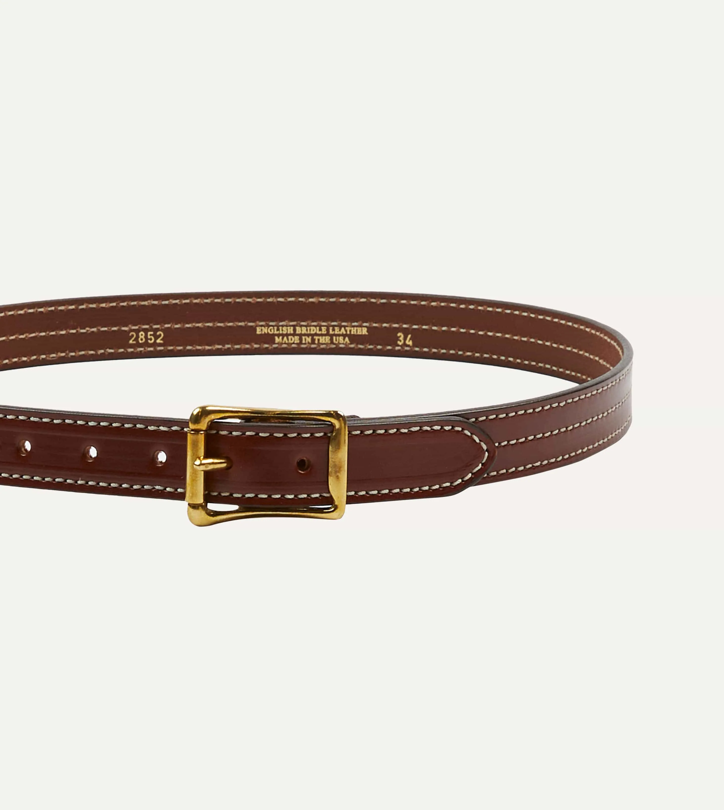 Yuketen Brown Triple Stitched Leather Belt sold by Drake's London product image thumbnail 4