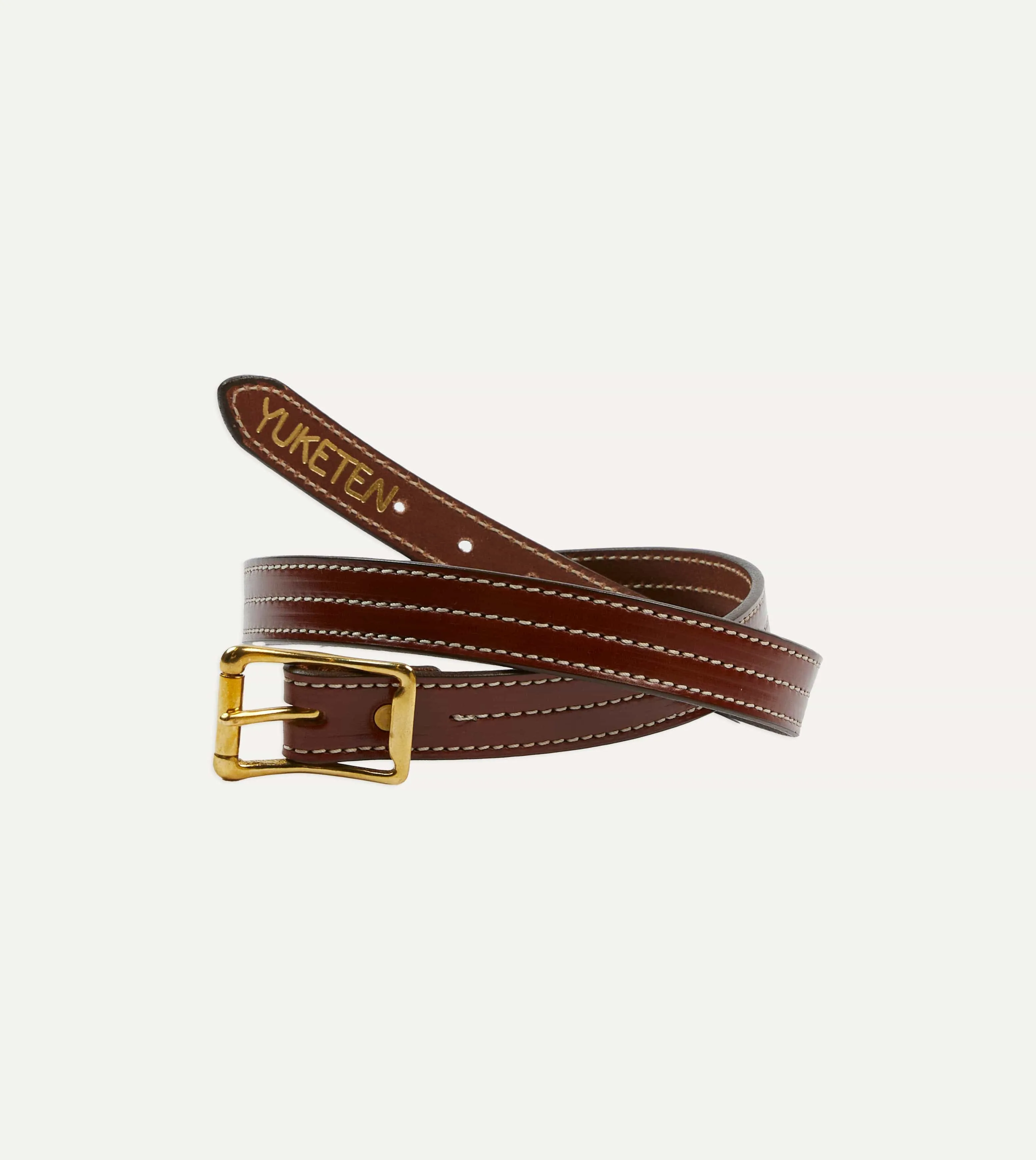 Yuketen Brown Triple Stitched Leather Belt sold by Drake's London product image thumbnail 5