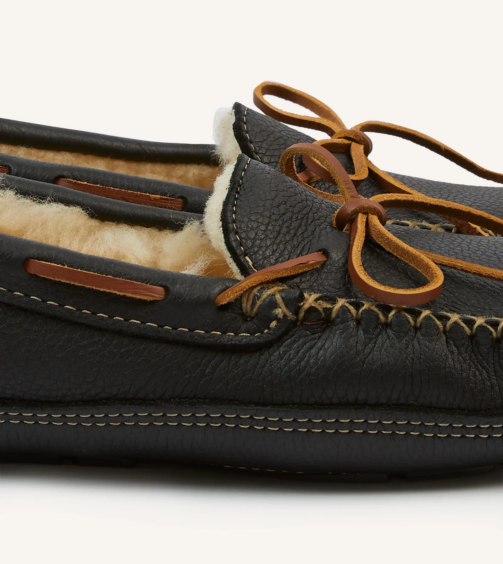 Minnetonka Black Sheepskin Lined Moose Slipper sold by Drake's London product image thumbnail 3