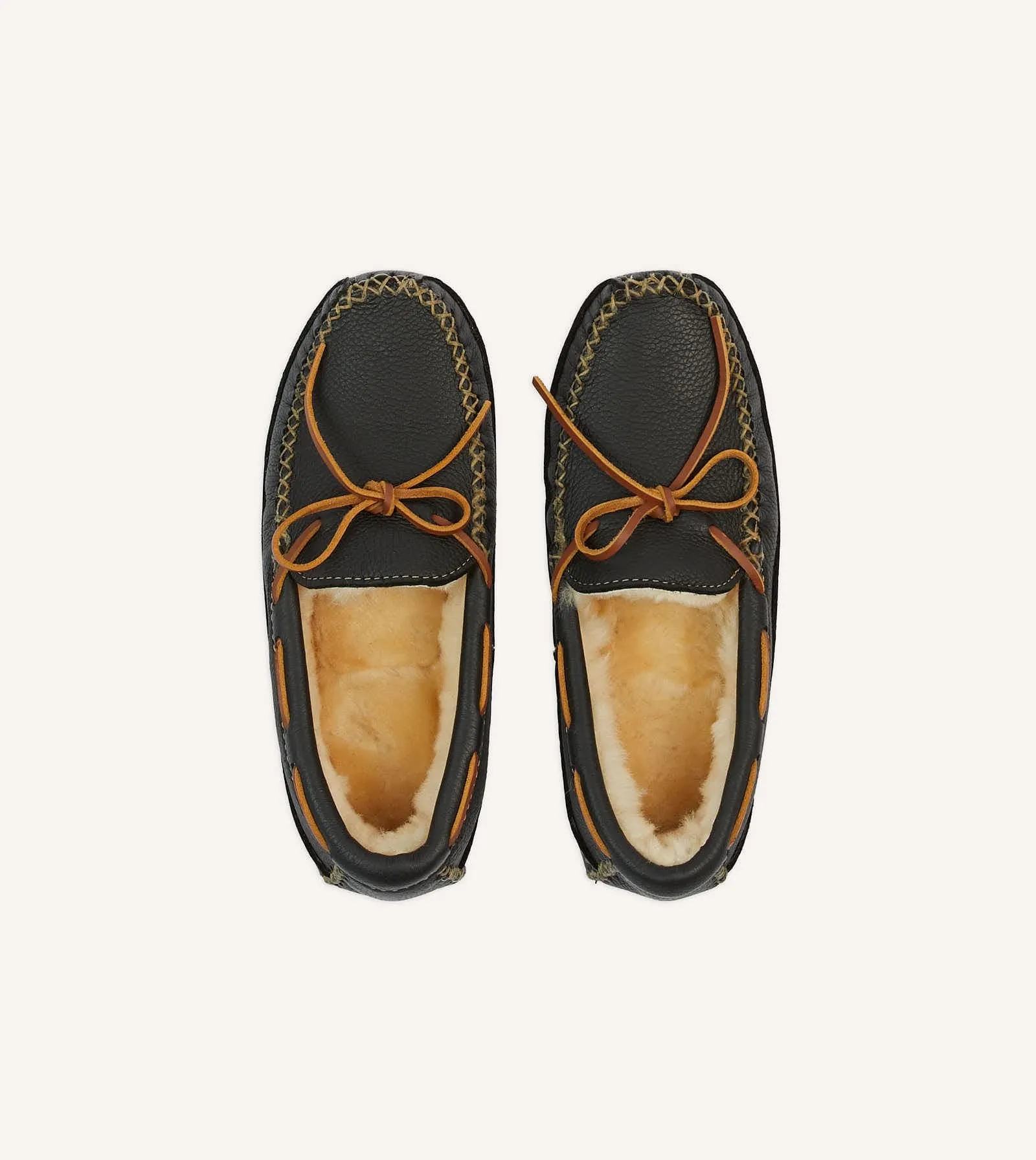 Minnetonka Black Sheepskin Lined Moose Slipper sold by Drake's London product image thumbnail 4