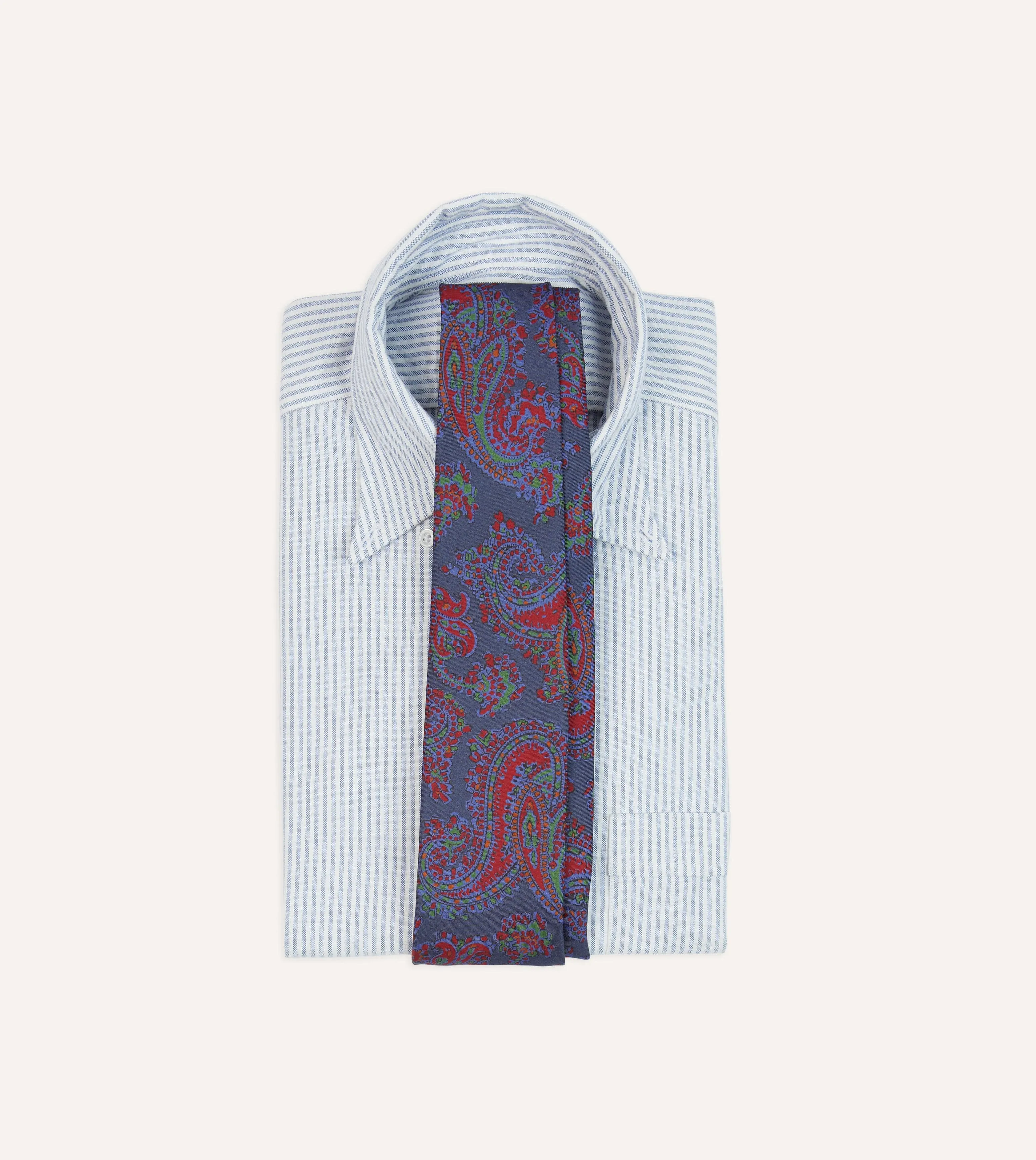 Navy Paisley Print Silk Self Tipped Tie sold by Drake's London product image thumbnail 2