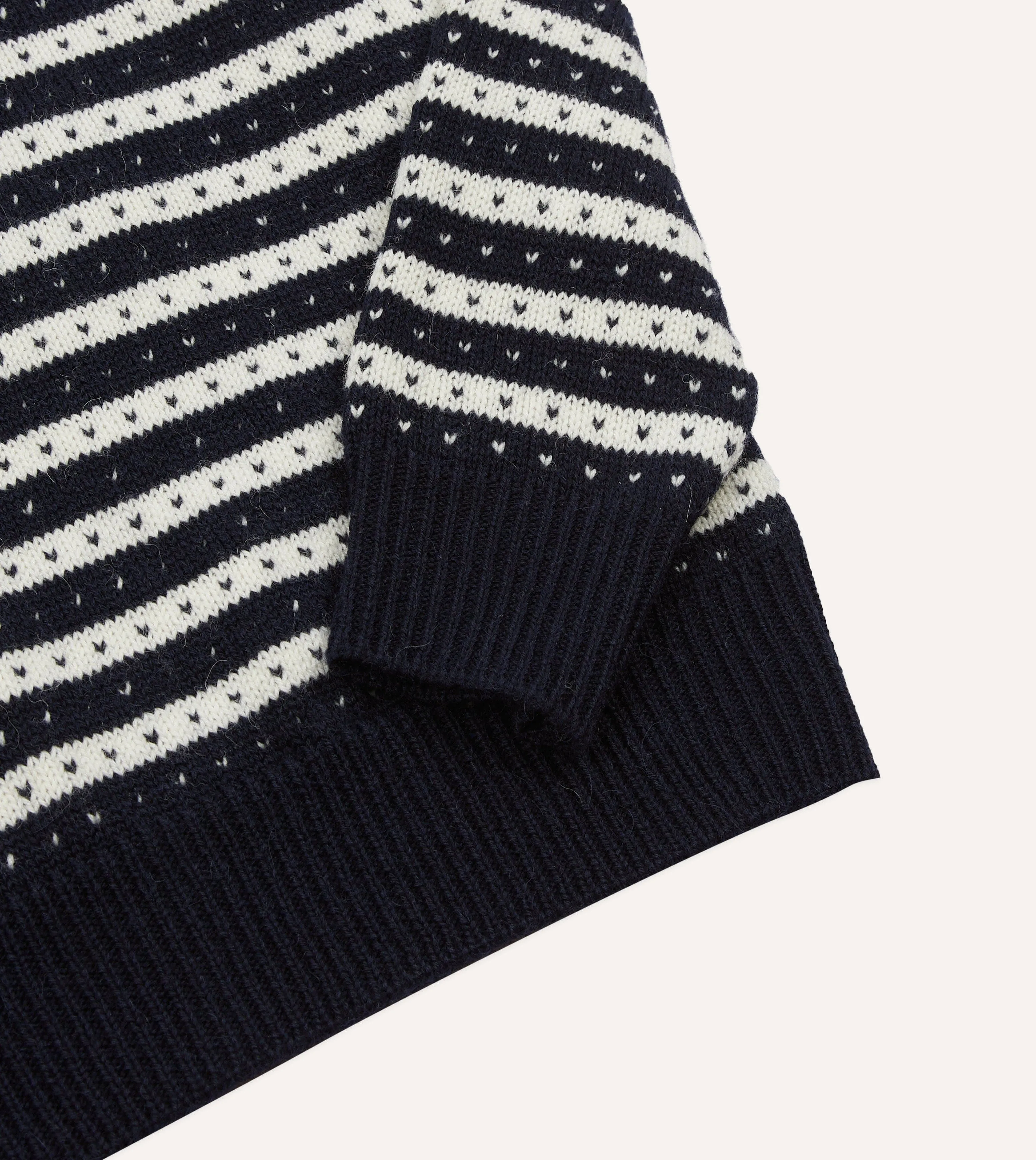 Norwegian Striped Birdseye Wool Alpaca Crew Neck Jumper sold by Drake's London product image thumbnail 4