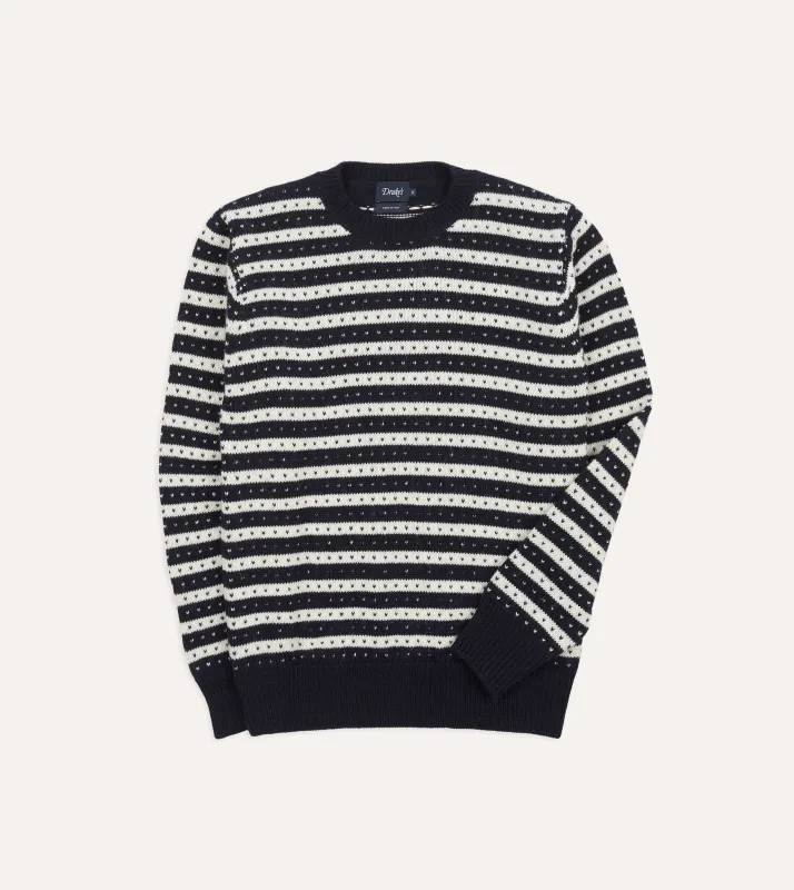 Norwegian Striped Birdseye Wool Alpaca Crew Neck Jumper sold by Drake's London