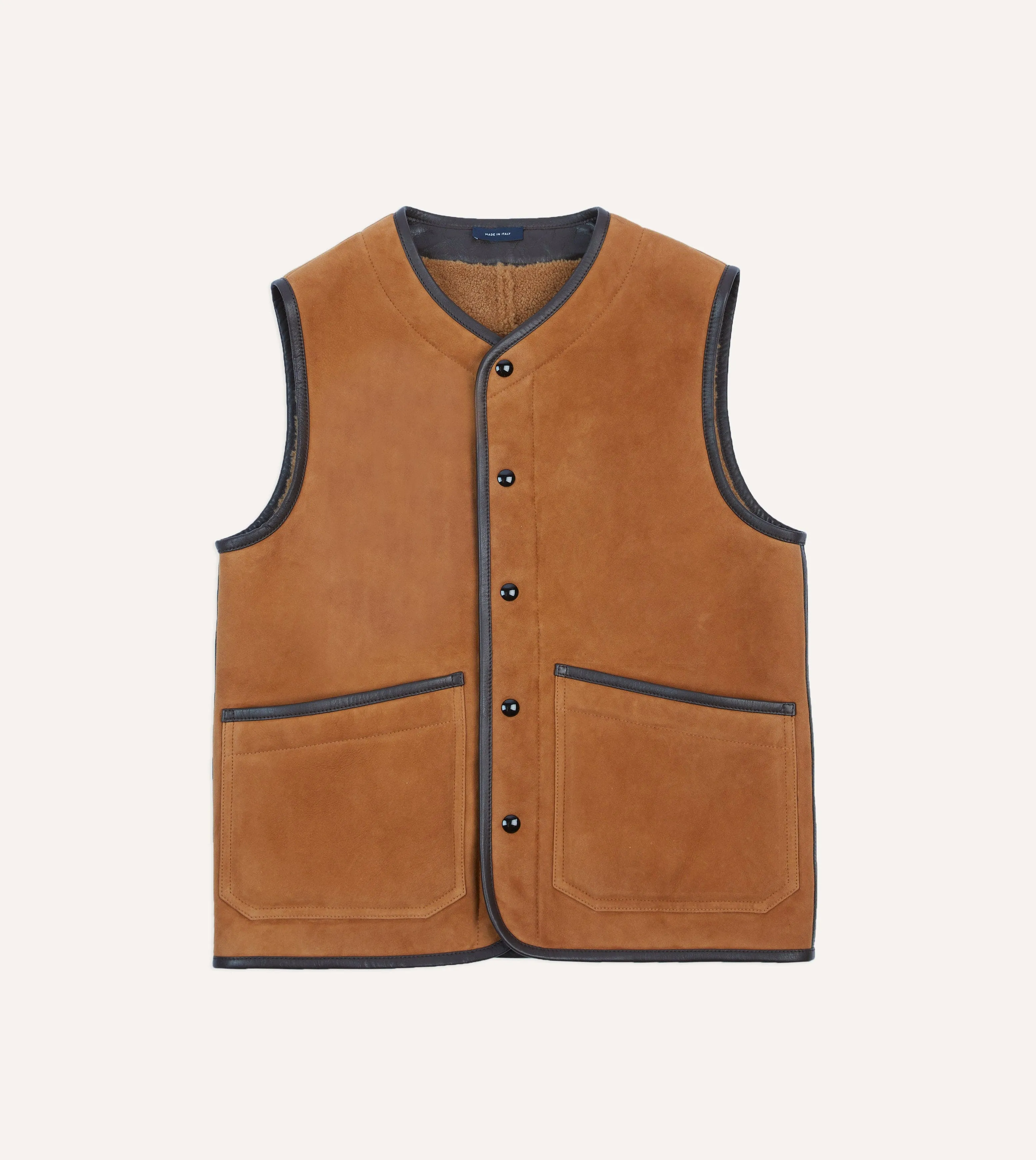 Tan Suede Shearling Vest sold by Drake's London