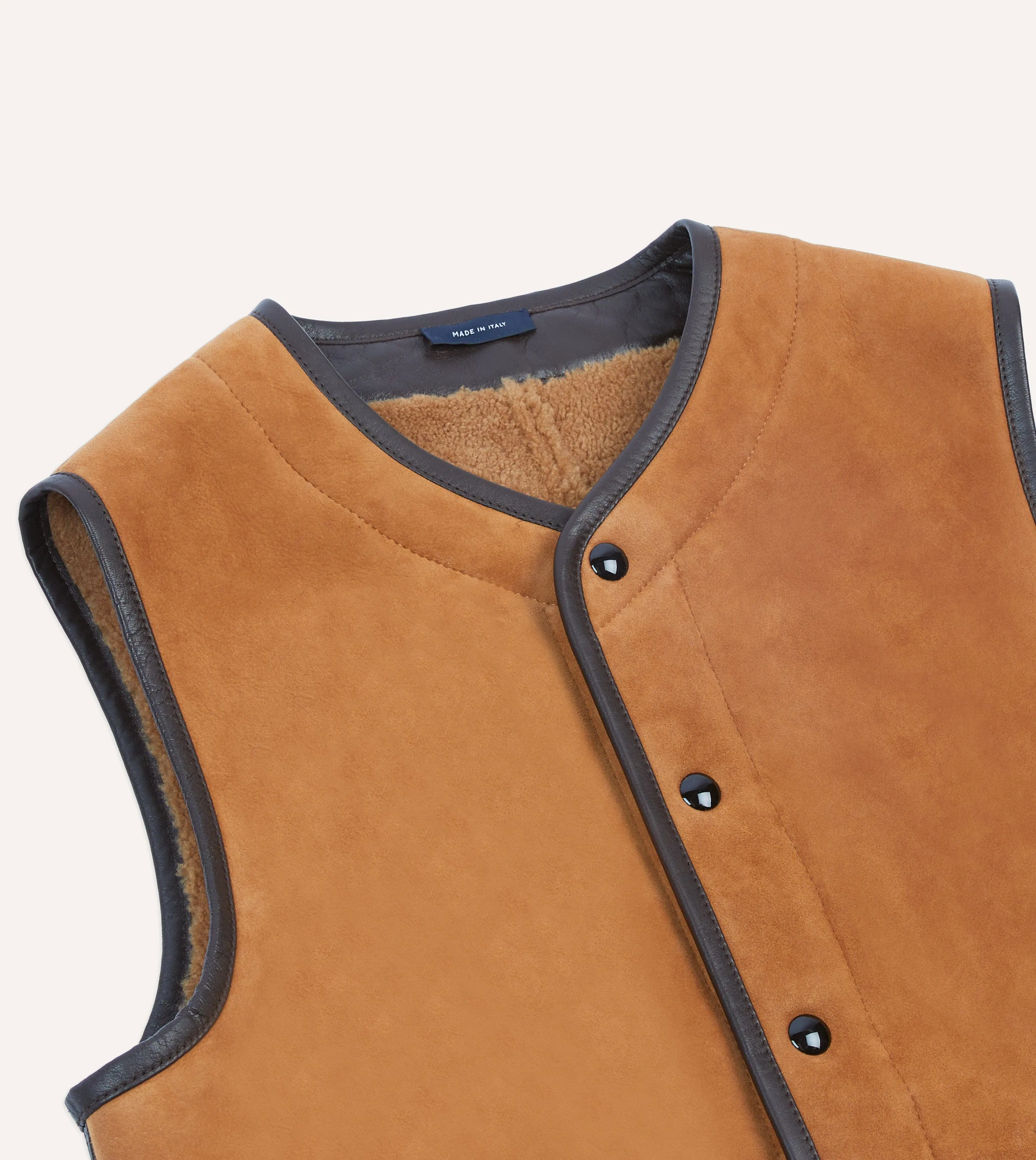 Tan Suede Shearling Vest sold by Drake's London product image thumbnail 3