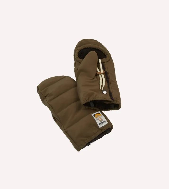 Elmer Khaki Cover Down Mittens sold by Drake's London