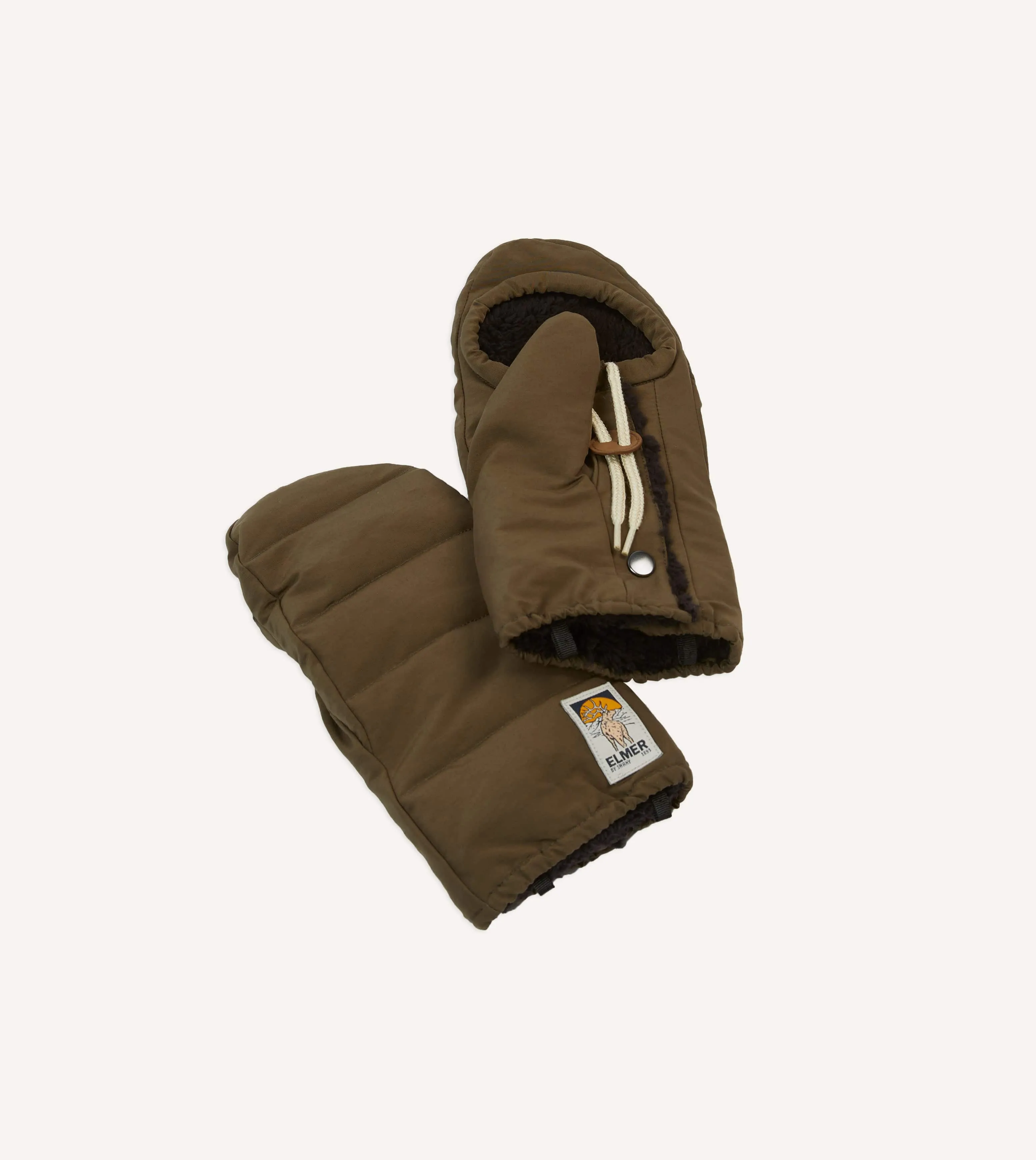 Elmer Khaki Cover Down Mittens sold by Drake's London