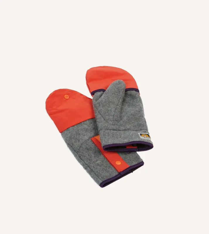 Elmer Grey and Orange Eco Cover Fleece Mitten made by Drake's London