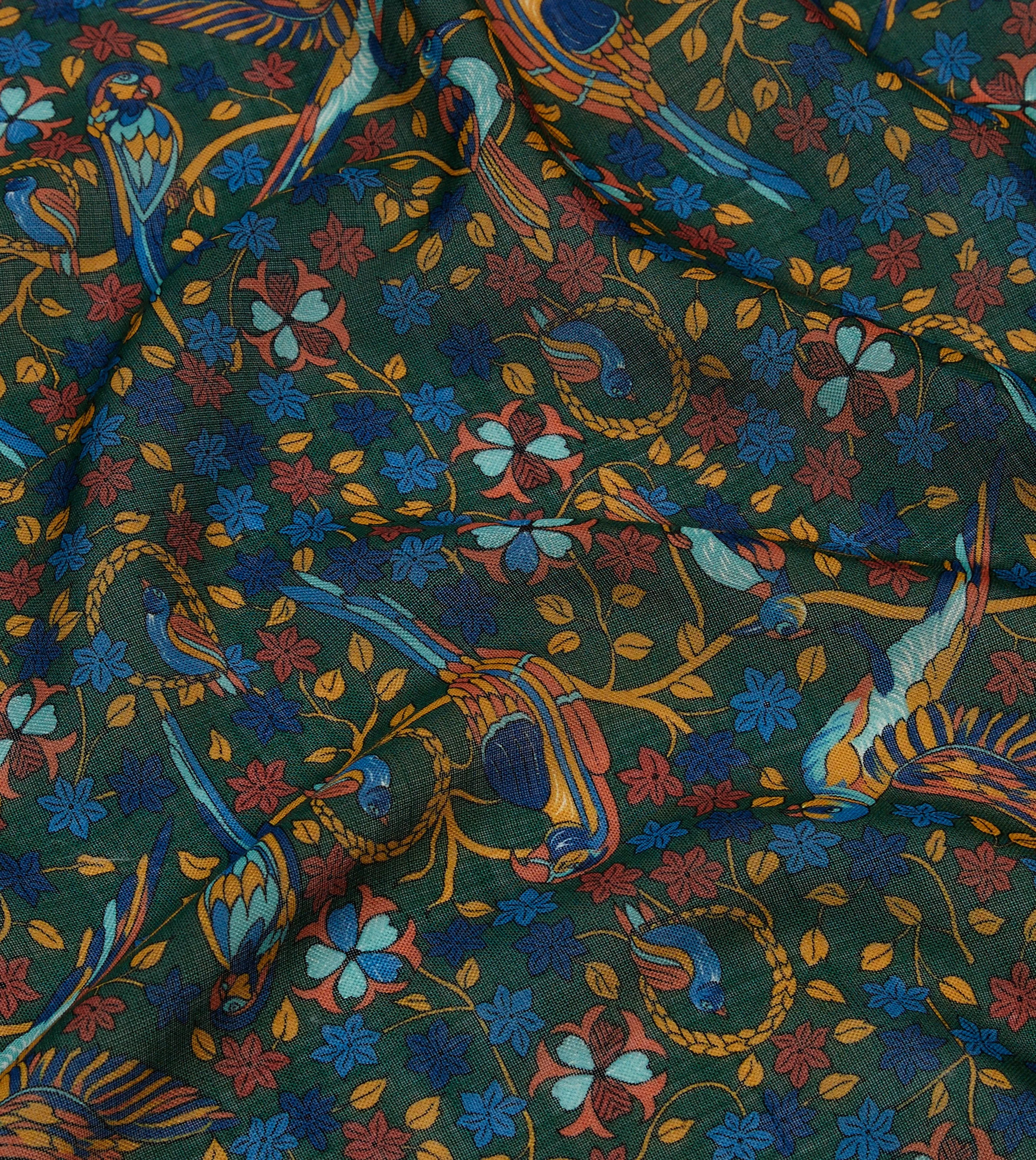 Green Parrots Print Wool-Silk Square Scarf sold by Drake's London product image thumbnail 2