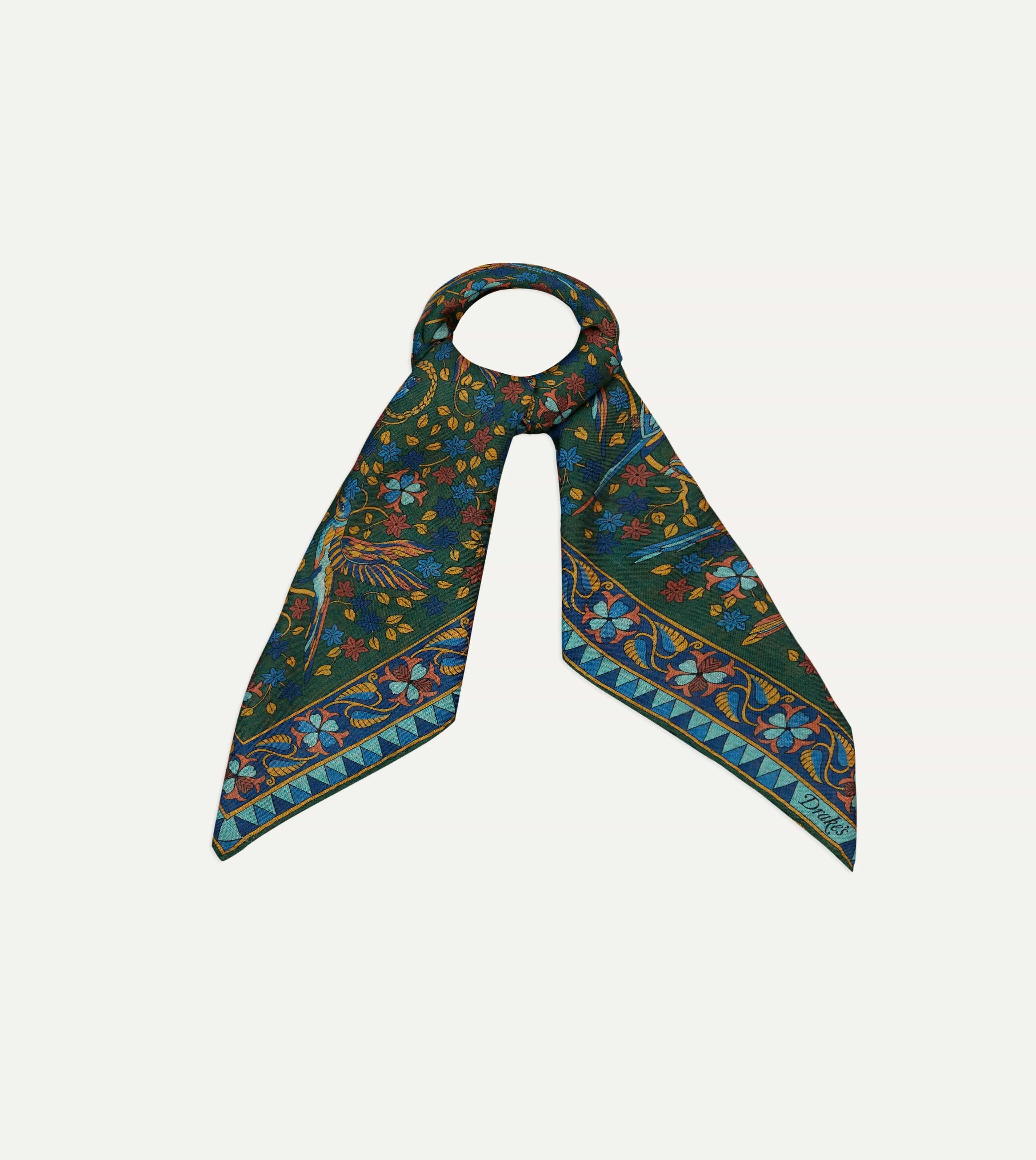 Green Parrots Print Wool-Silk Square Scarf sold by Drake's London product image thumbnail 5