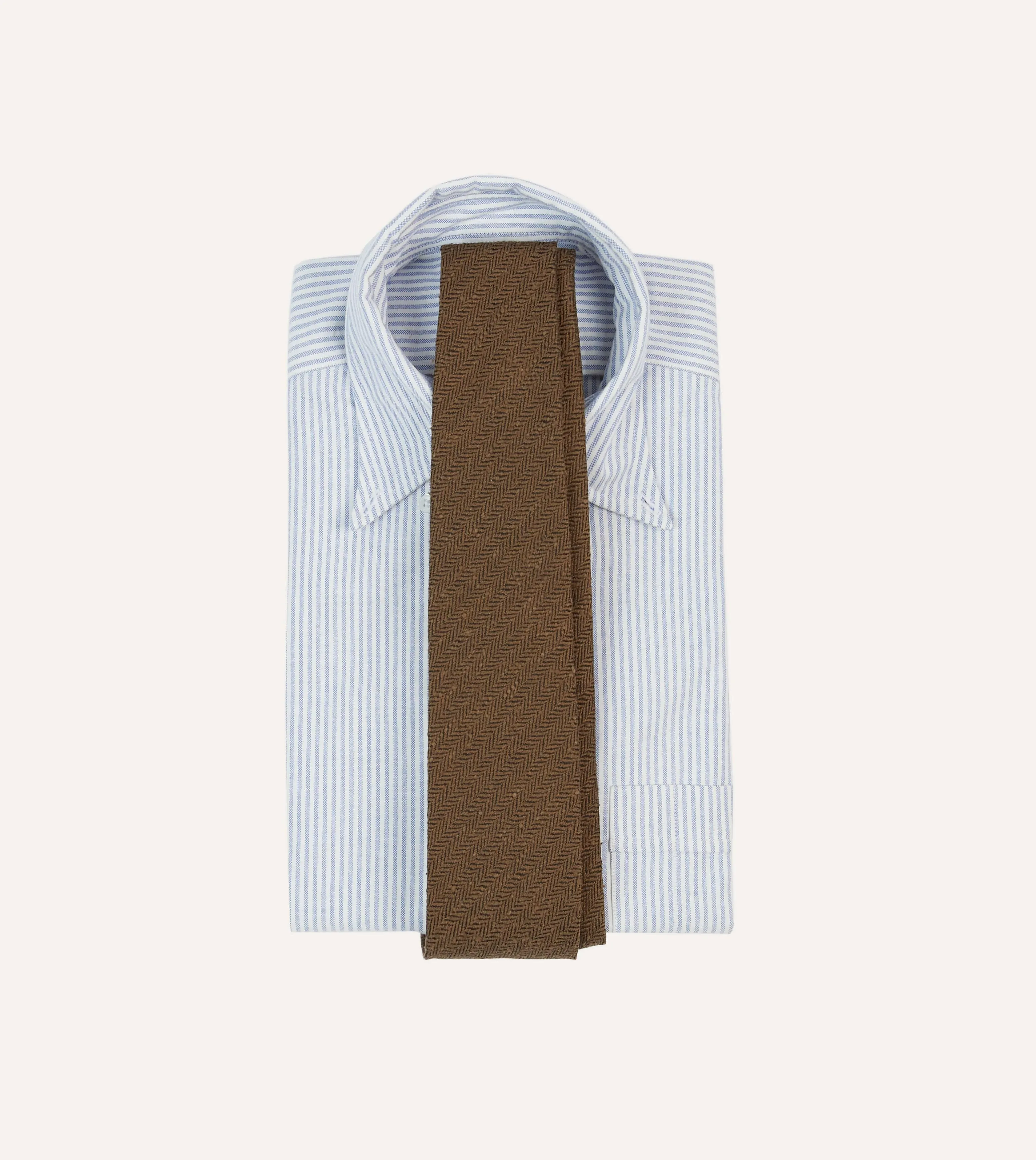 Brown Herringbone Shantung Silk Tipped Tie sold by Drake's London product image thumbnail 2