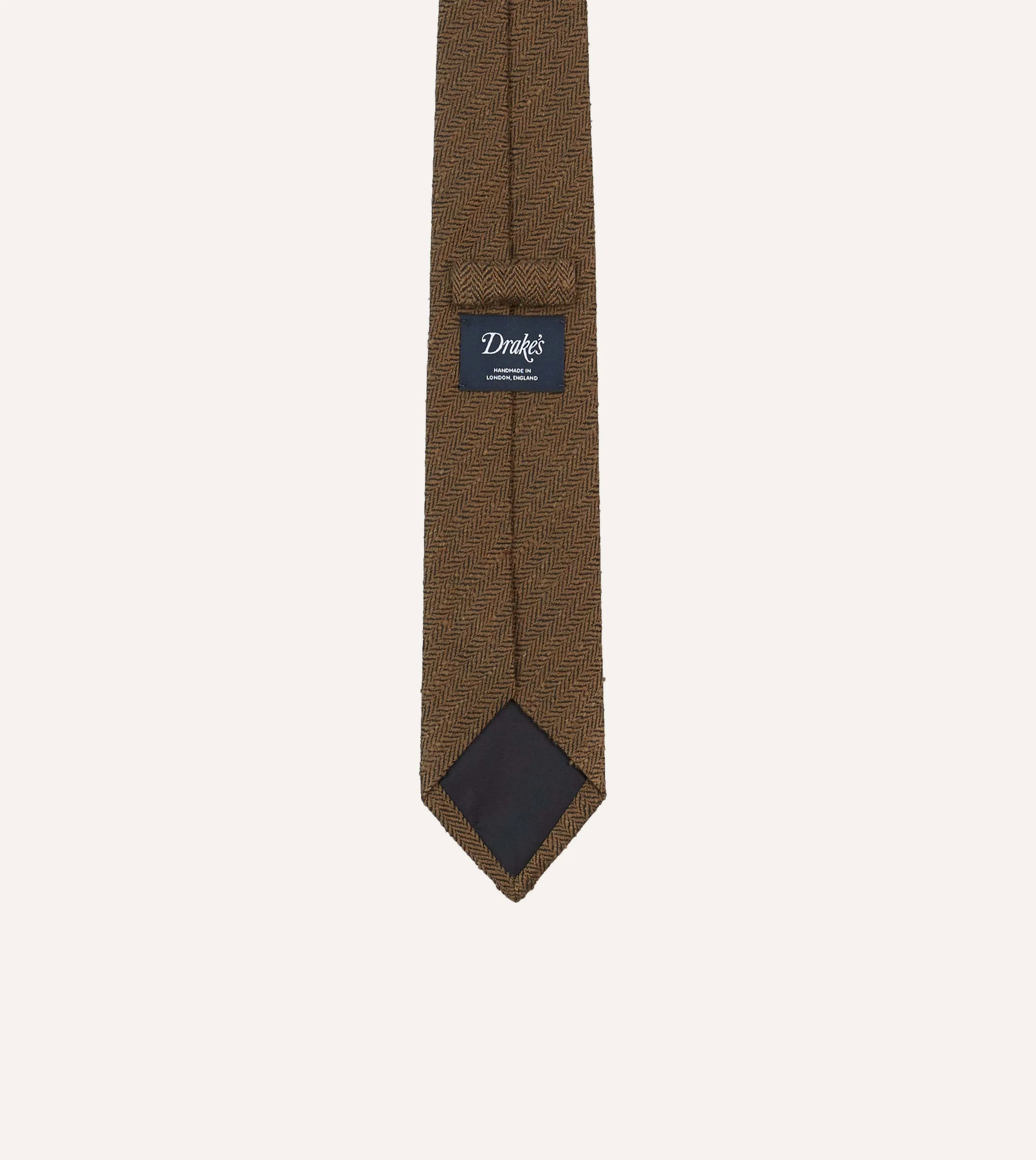 Brown Herringbone Shantung Silk Tipped Tie sold by Drake's London product image thumbnail 4