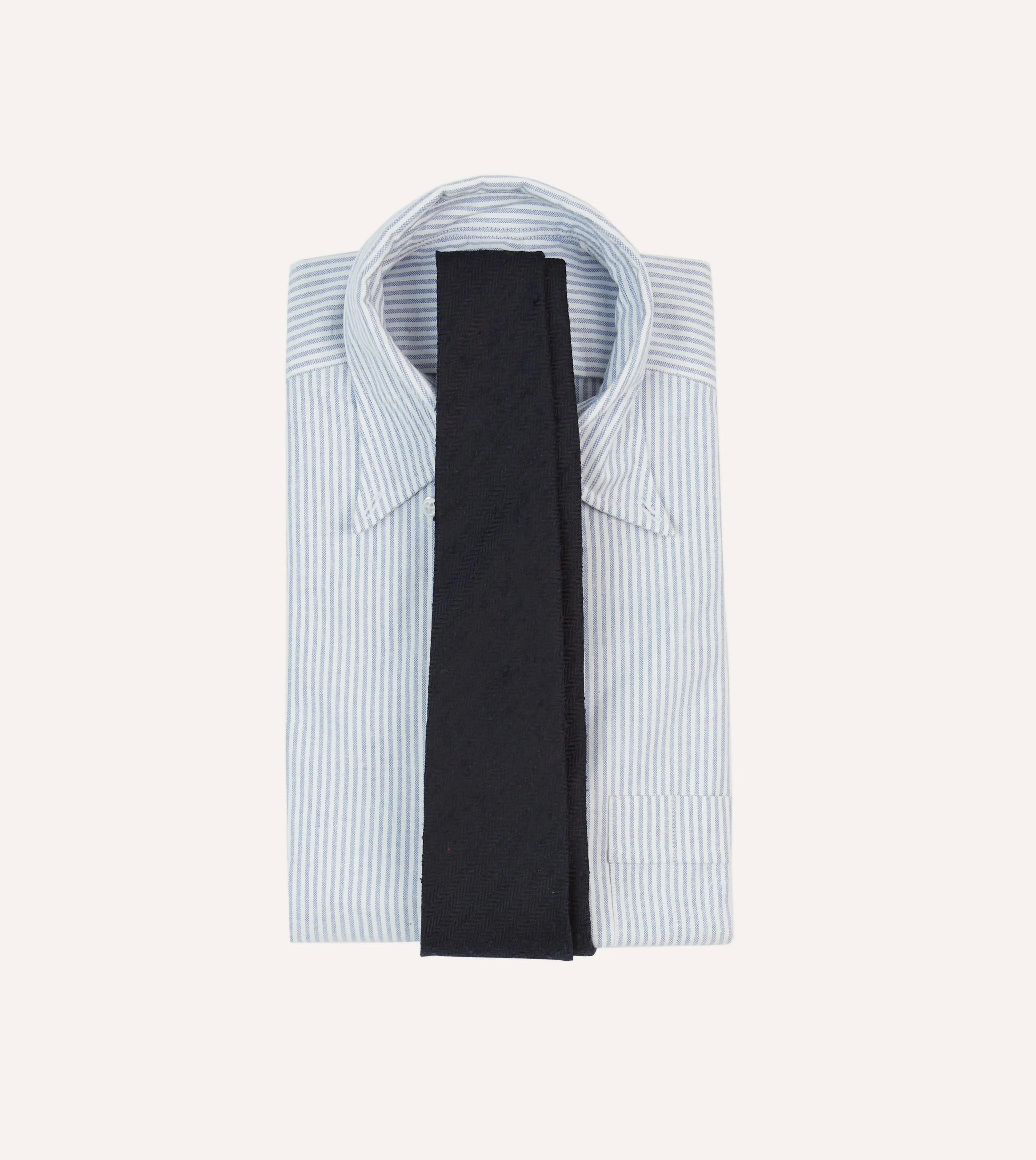 Navy Herringbone Shantung Silk Tipped Tie sold by Drake's London product image thumbnail 2