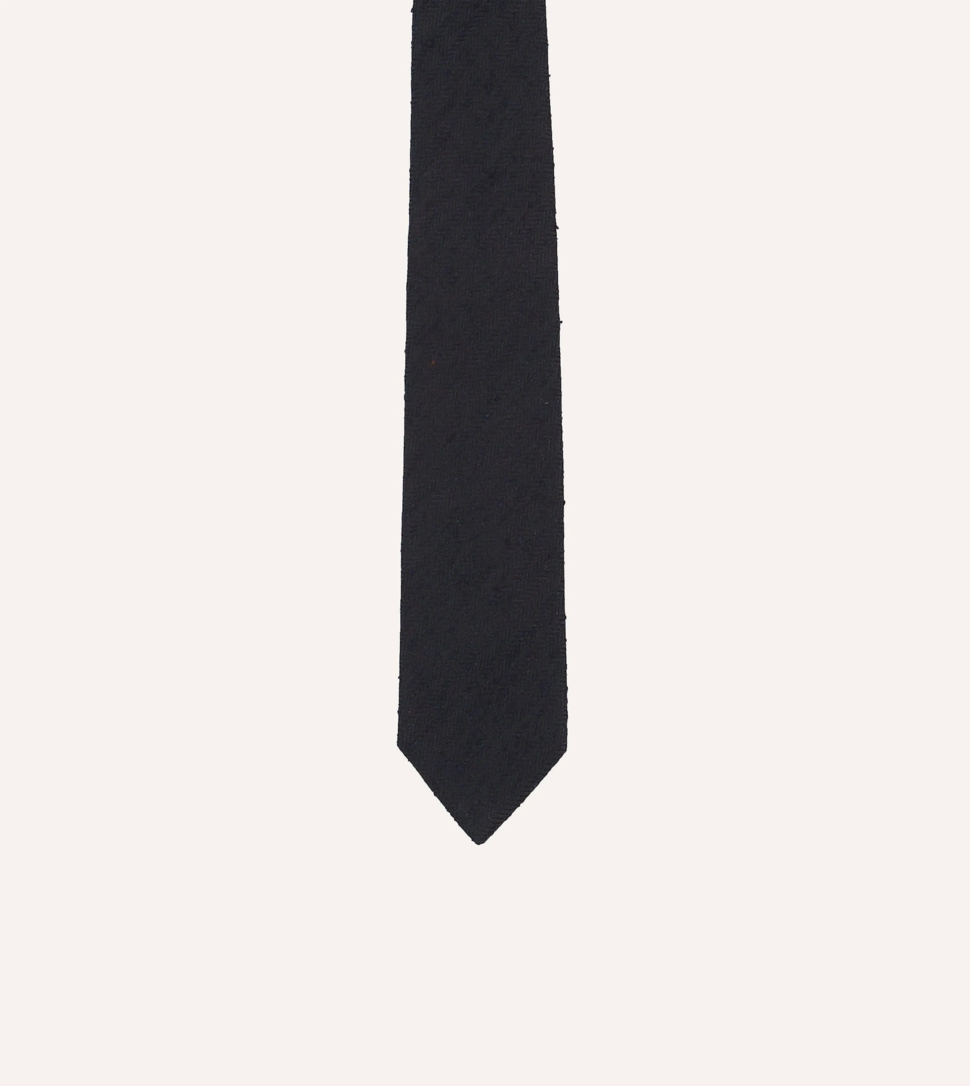 Navy Herringbone Shantung Silk Tipped Tie sold by Drake's London product image thumbnail 3