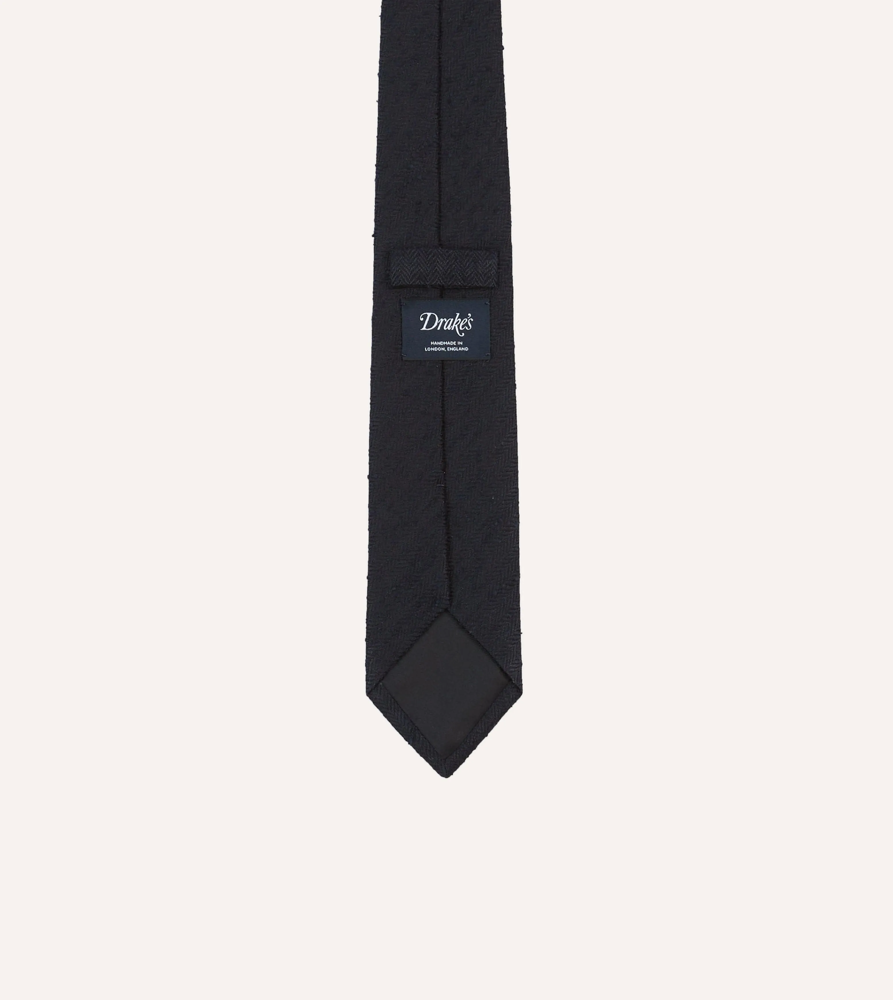 Navy Herringbone Shantung Silk Tipped Tie sold by Drake's London product image thumbnail 4
