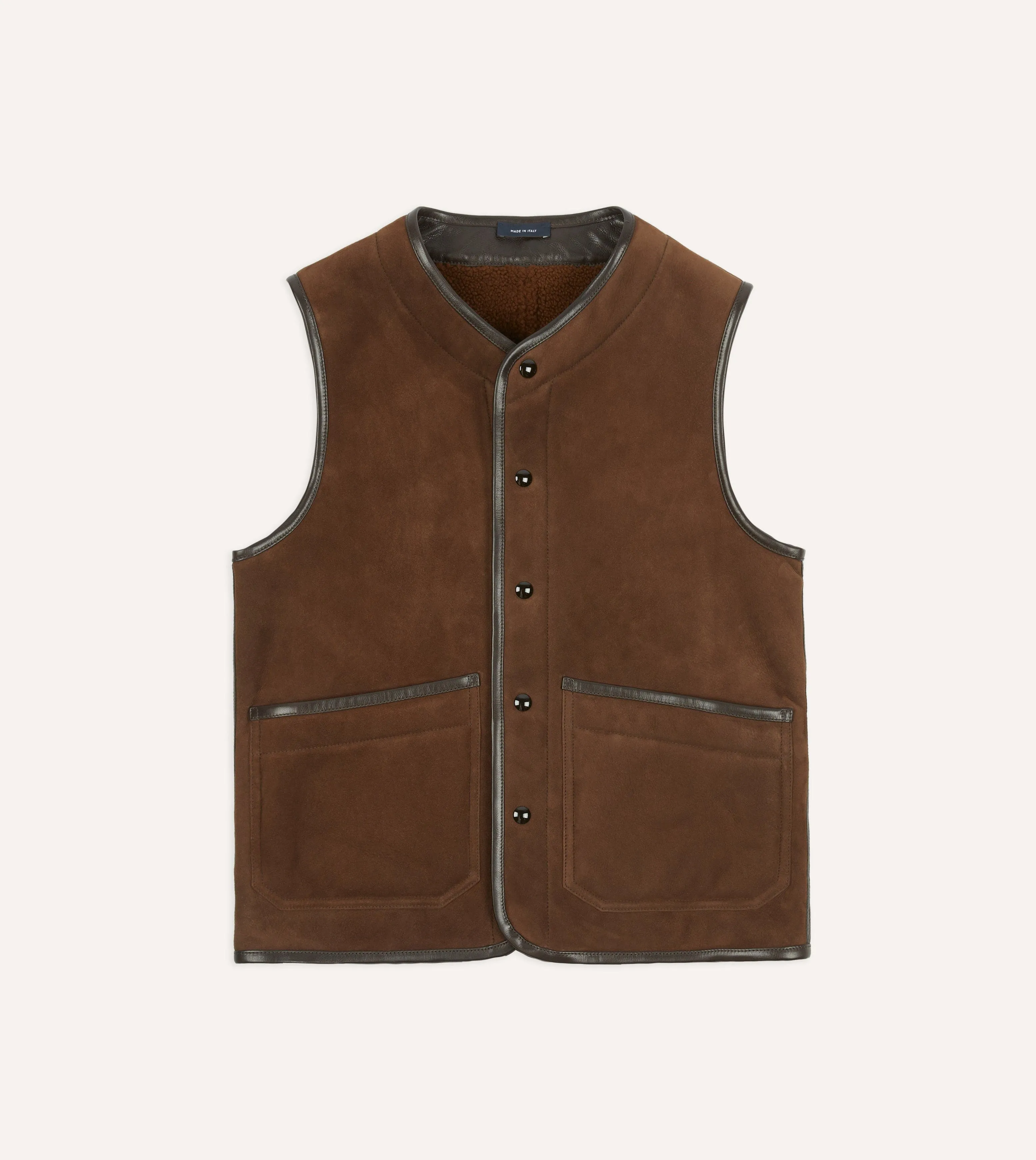 Brown Suede Shearling Vest sold by Drake's London