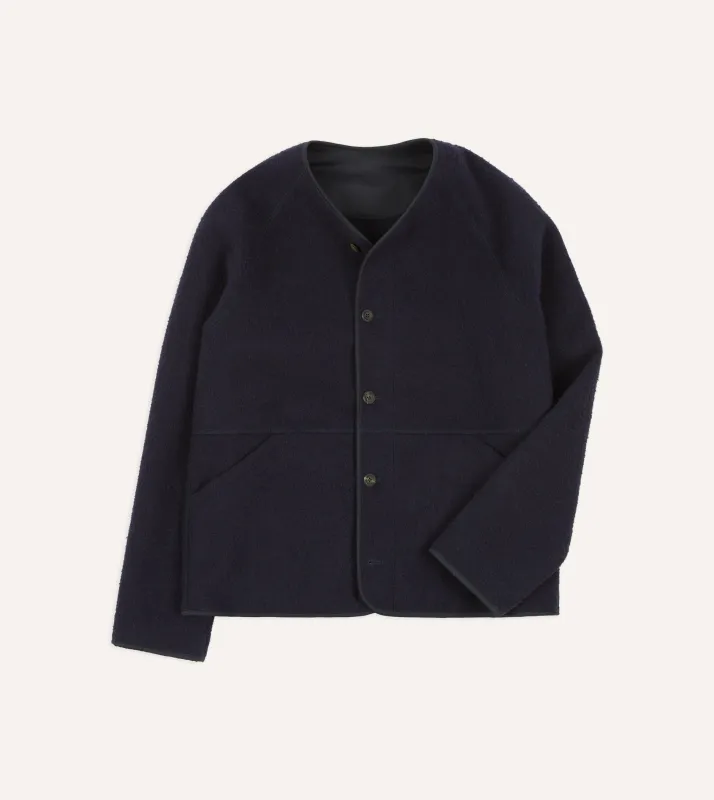 Navy Casentino Wool Cardigan sold by Drake's London