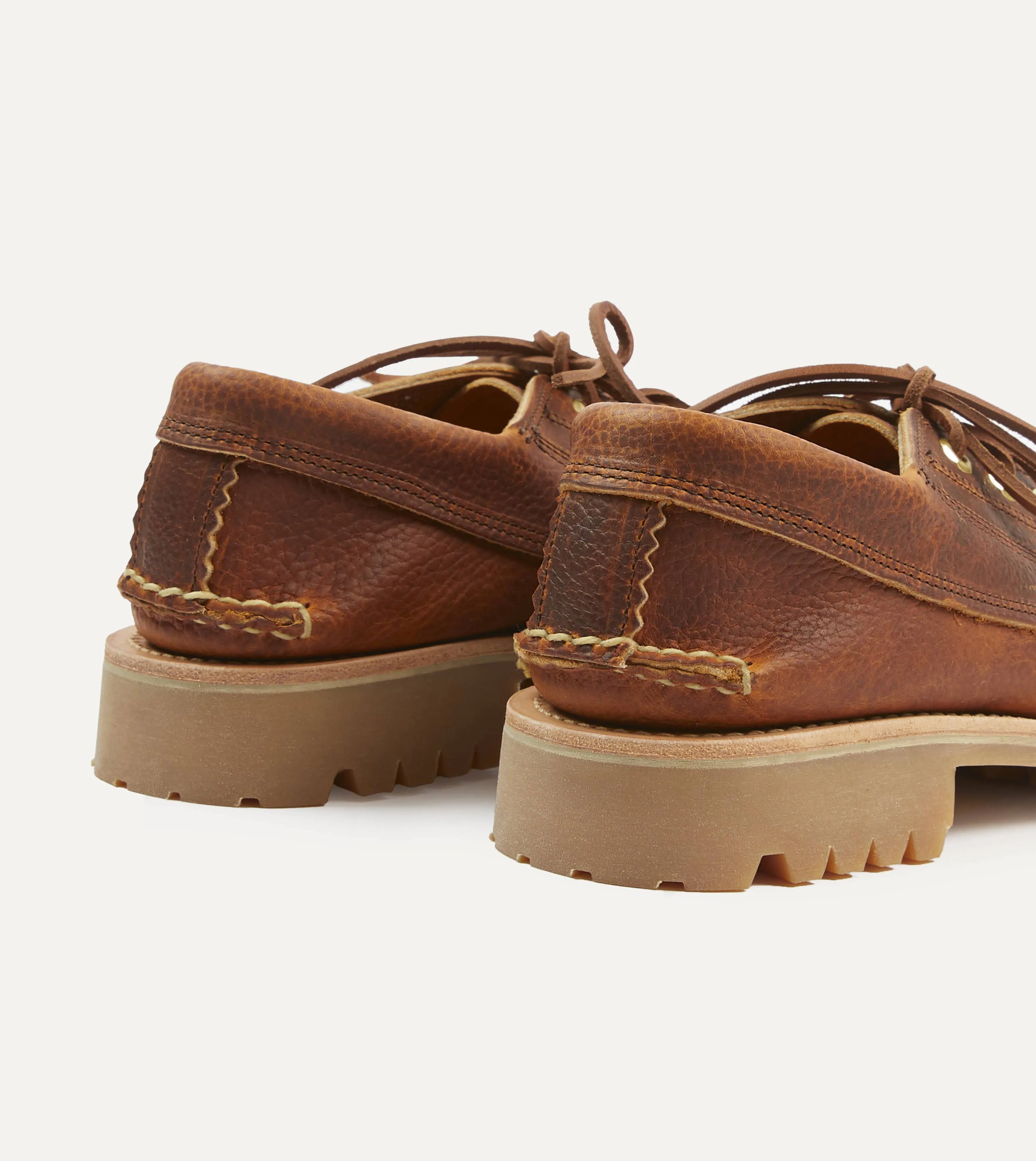 Yuketen Brown Leather Angler Moc Shoe sold by Drake's London product image thumbnail 5