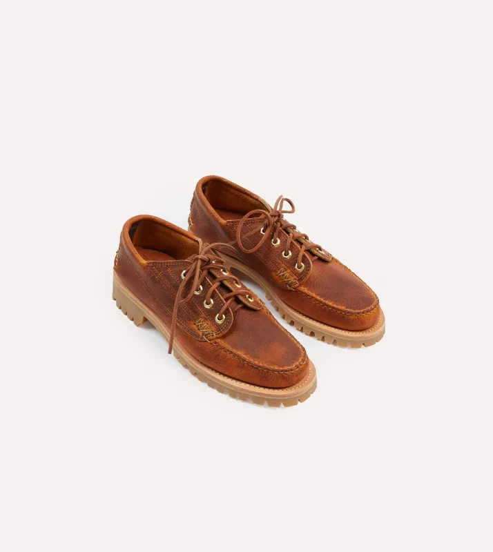 Yuketen Brown Leather Angler Moc Shoe sold by Drake's London