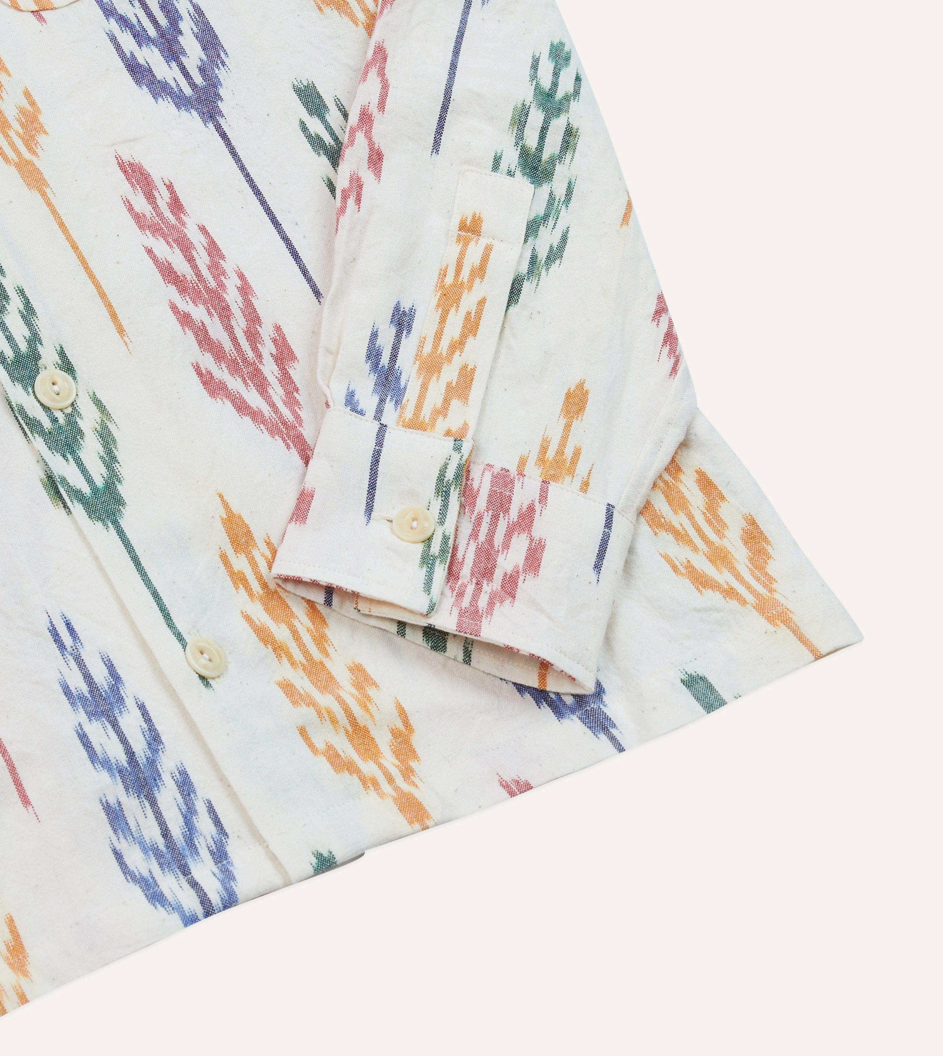 Ikat Print Brushed Cotton Camp Collar Long Sleeve Shirt sold by Drake's London product image thumbnail 5