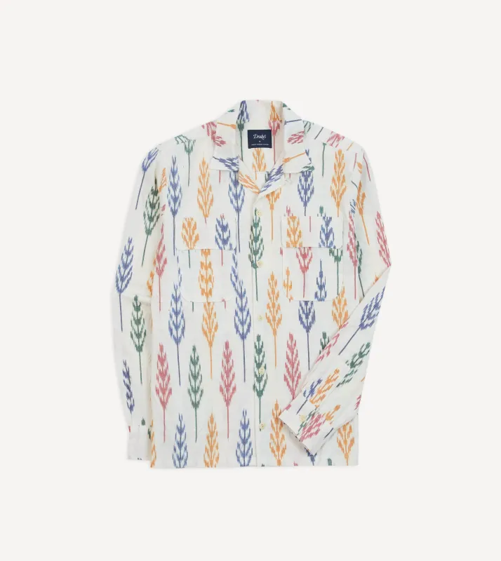 Ikat Print Brushed Cotton Camp Collar Long Sleeve Shirt sold by Drake's London