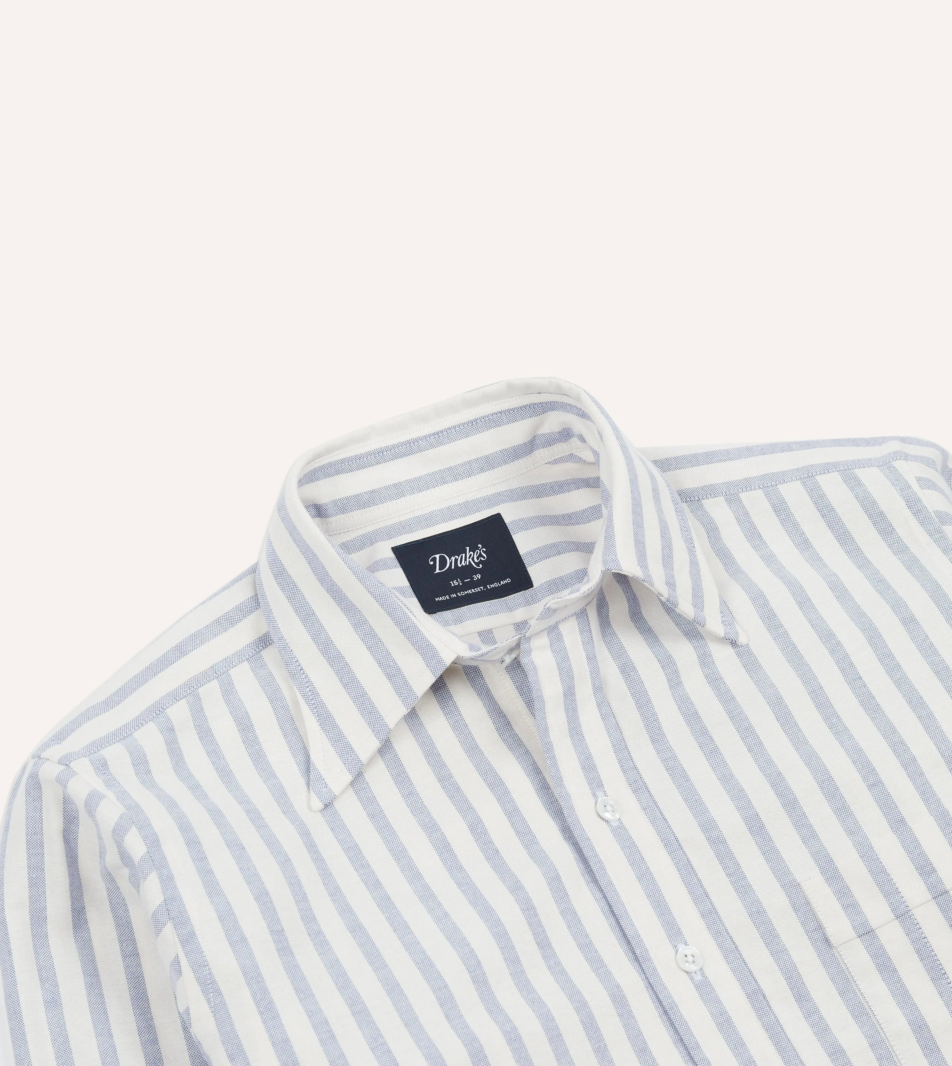 Blue and White Cotton Oxford Cloth Long Point Collar Shirt sold by Drake's London product image thumbnail 3