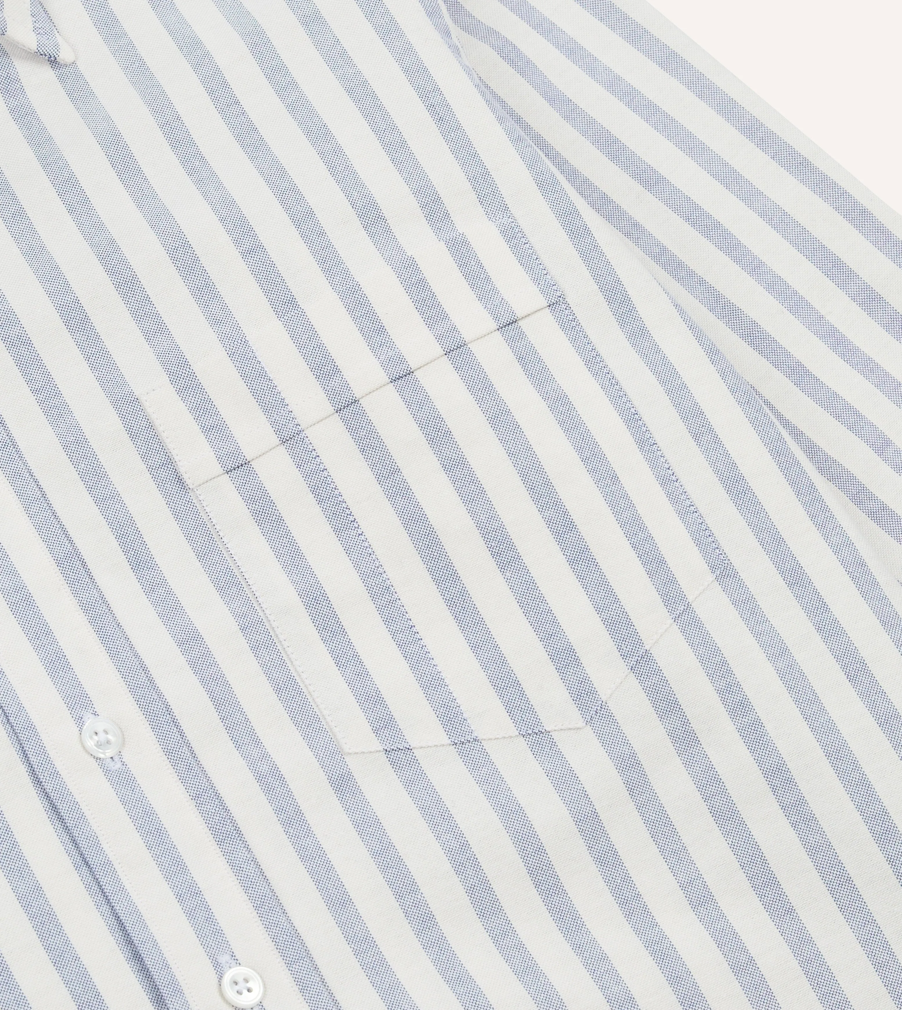 Blue and White Cotton Oxford Cloth Long Point Collar Shirt sold by Drake's London product image thumbnail 4