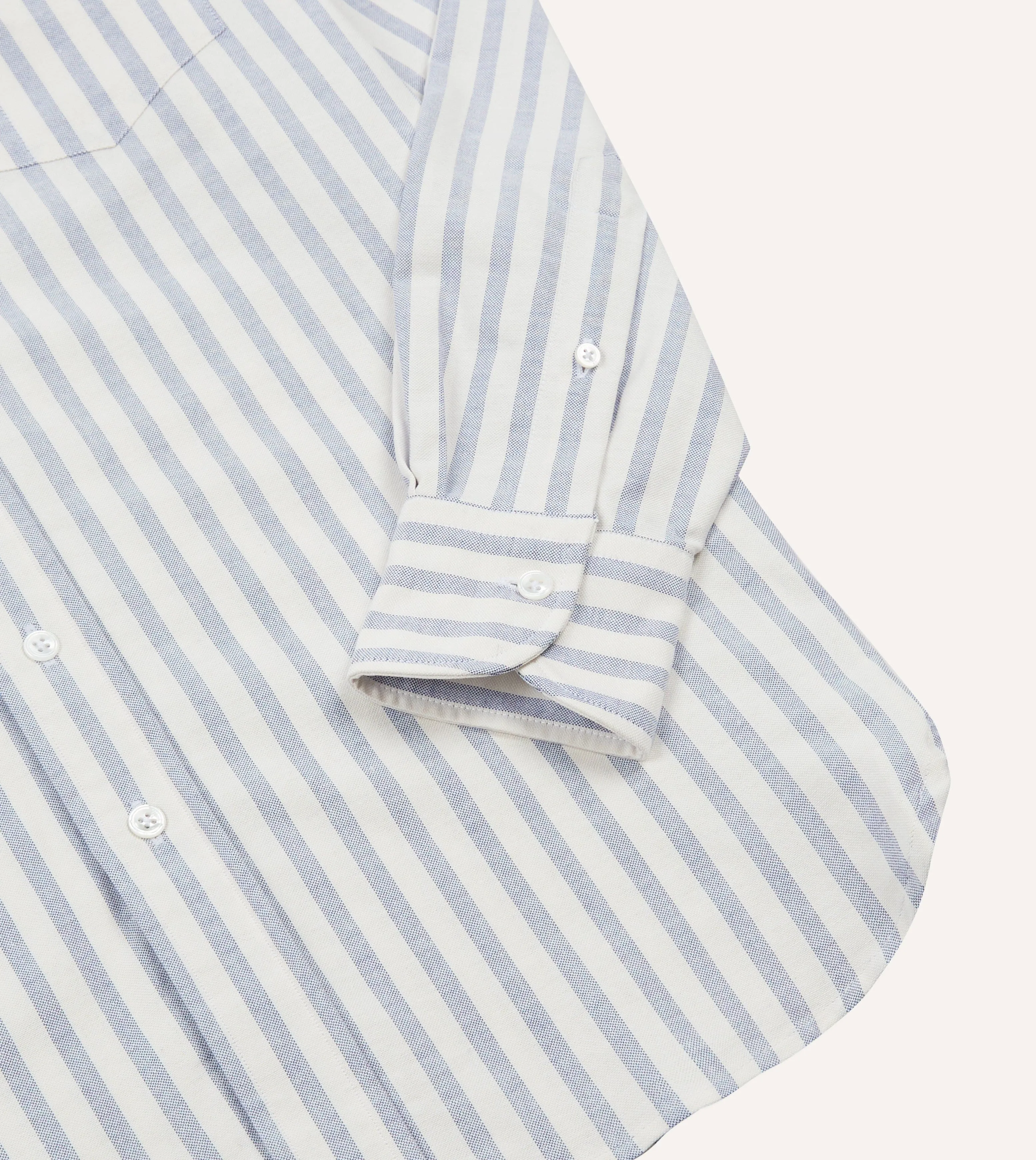 Blue and White Cotton Oxford Cloth Long Point Collar Shirt sold by Drake's London product image thumbnail 5