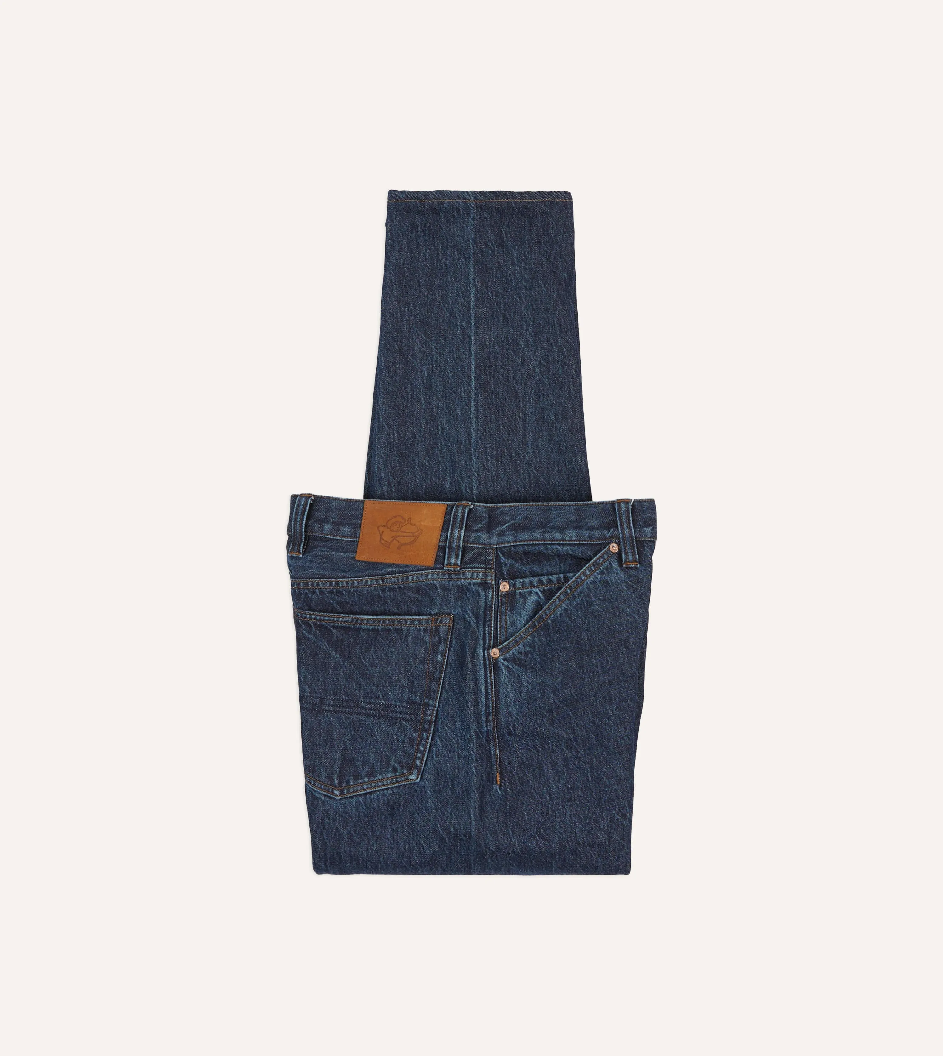 Stone Wash 13.2oz Seamless Denim Five-Pocket Jeans sold by Drake's London