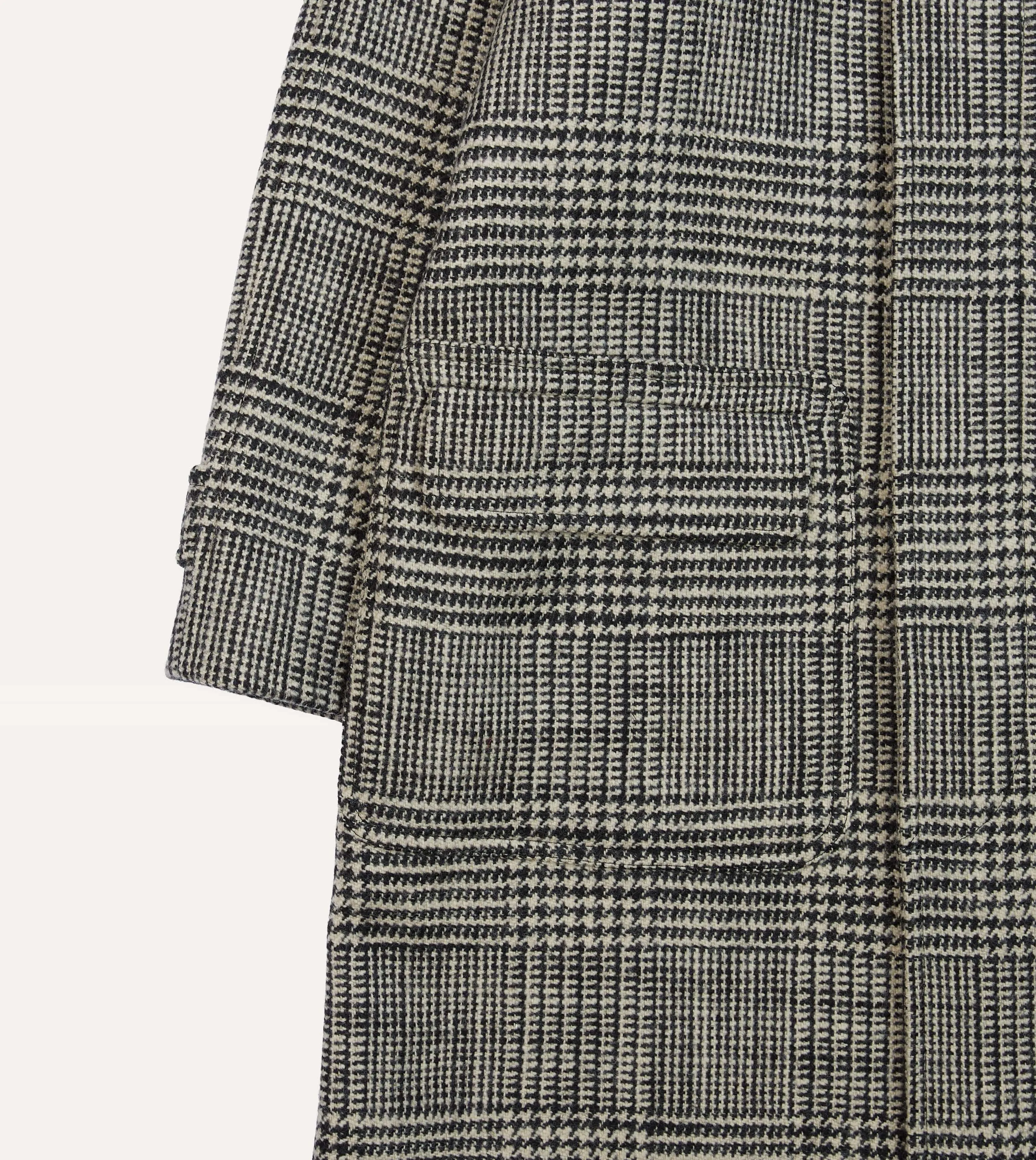 Grey Prince of Wales Check Wool Raglan Coat sold by Drake's London product image thumbnail 5